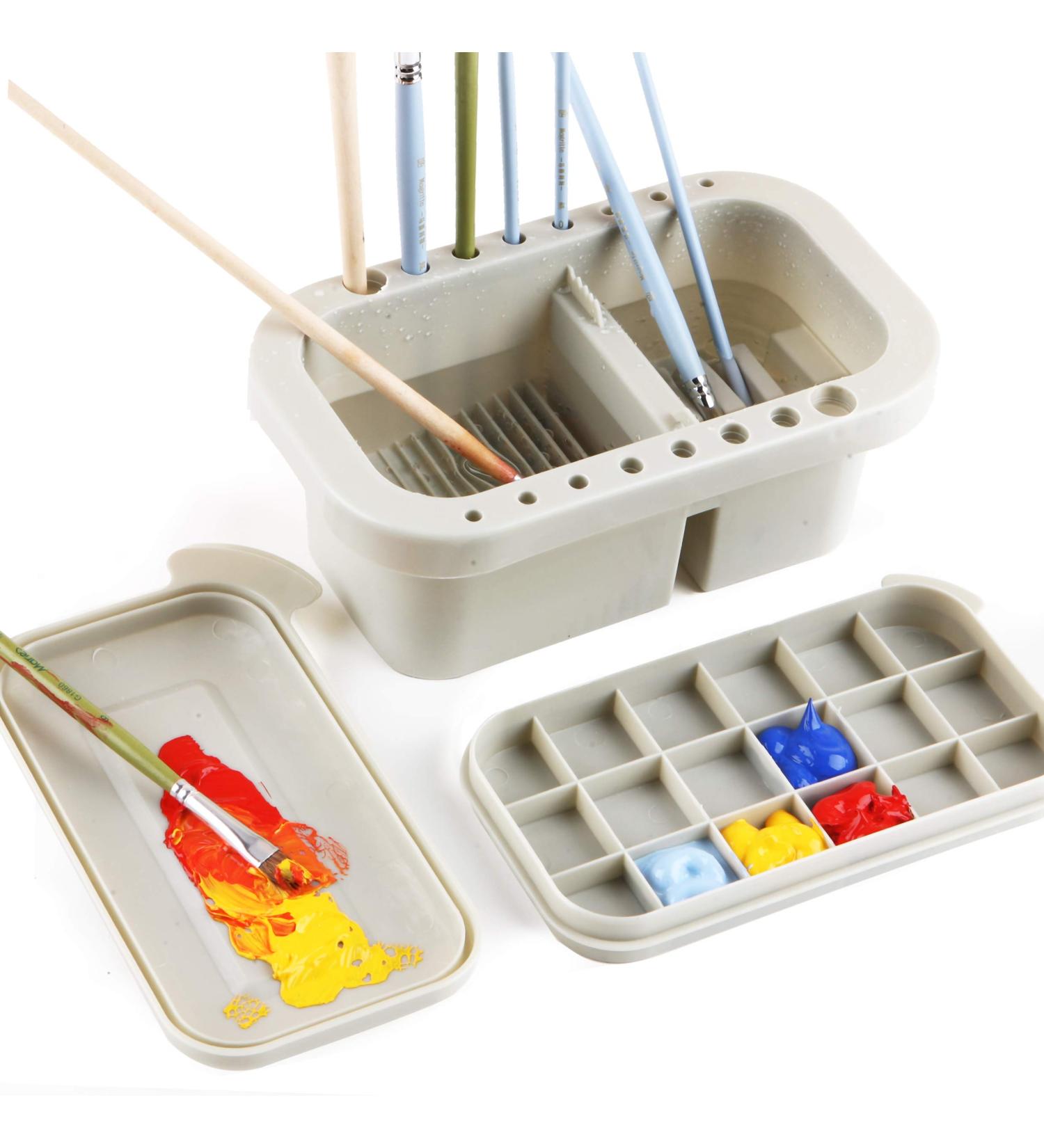 Martol Multi-Use Paint Brush Basin with Brushes Holder and Palette Box - Artist Cleaner Cup for Watercolor, Oil, Acrylic, Gouache Painting - Buy Online on GoSupps.com