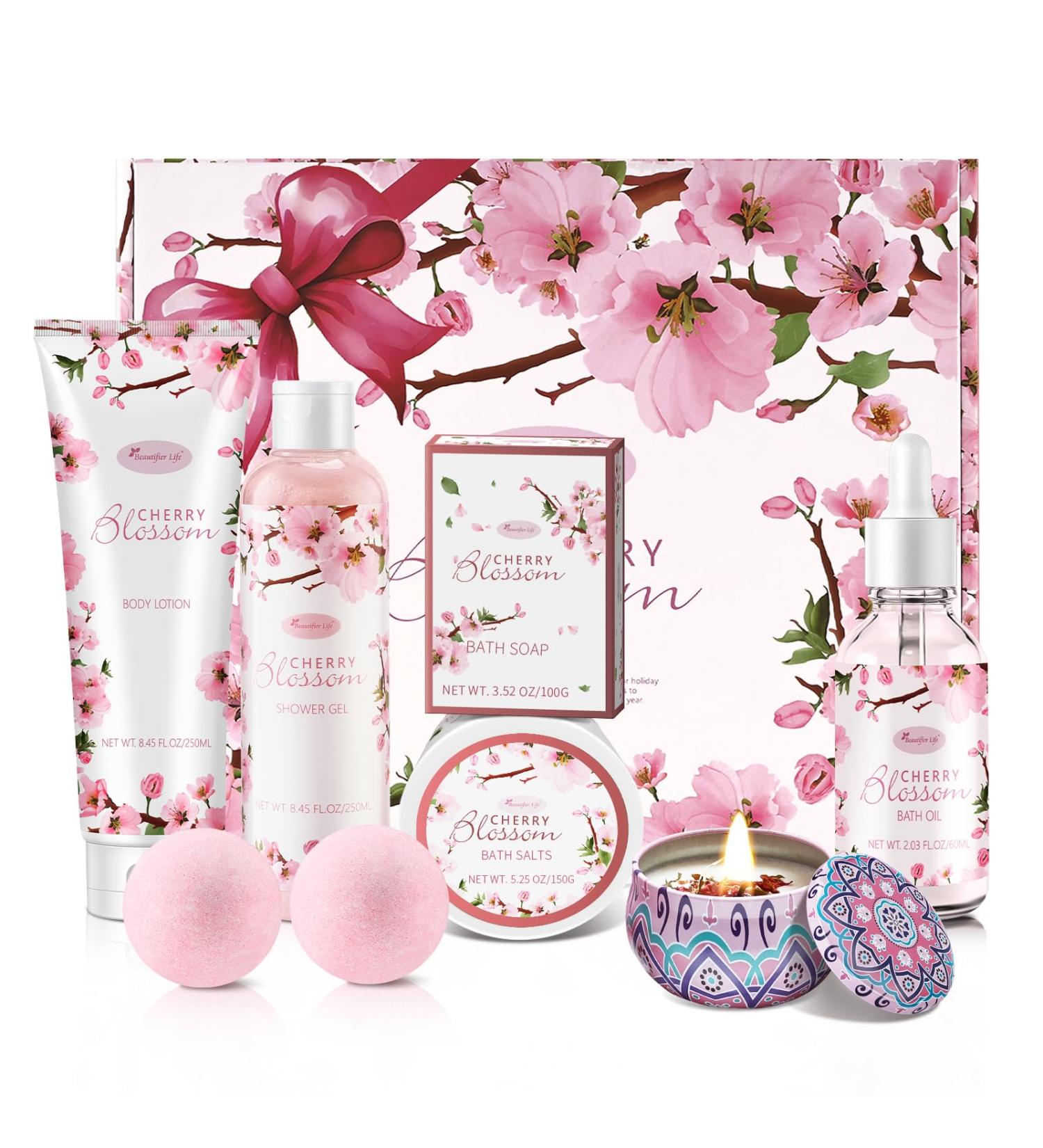 Luxurious Bath and Body Gift Set for Women - Japanese Cherry Blossom 7-Piece Home Spa Essentials - Buy Online on GoSupps.com