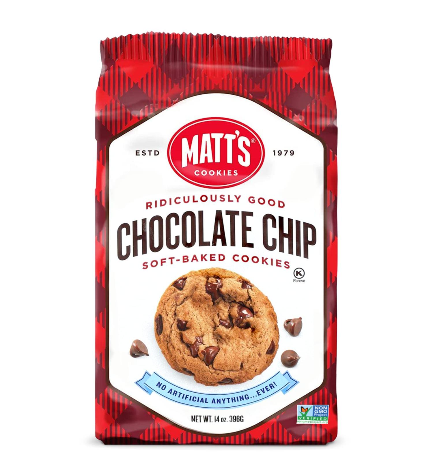  Matt's Cookies Matt's Cookies Chocolate Chip Cookies Sweet Baked Cookies Non-GMO 6 x 395g - Buy Online on GoSupps.com
