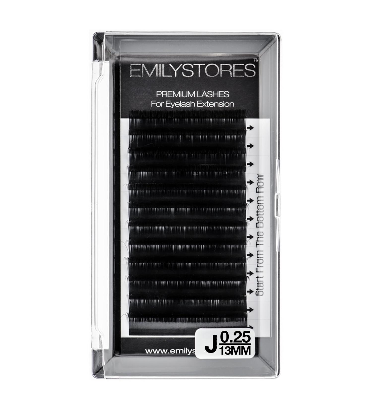 Buy EMILYSTORES 0.25mm J Curl 13mm Volume Lash Extensions - Individual Semi-Dull Black Eyelashes for Perfect Eyelash Extensions - Buy Online on GoSupps.com