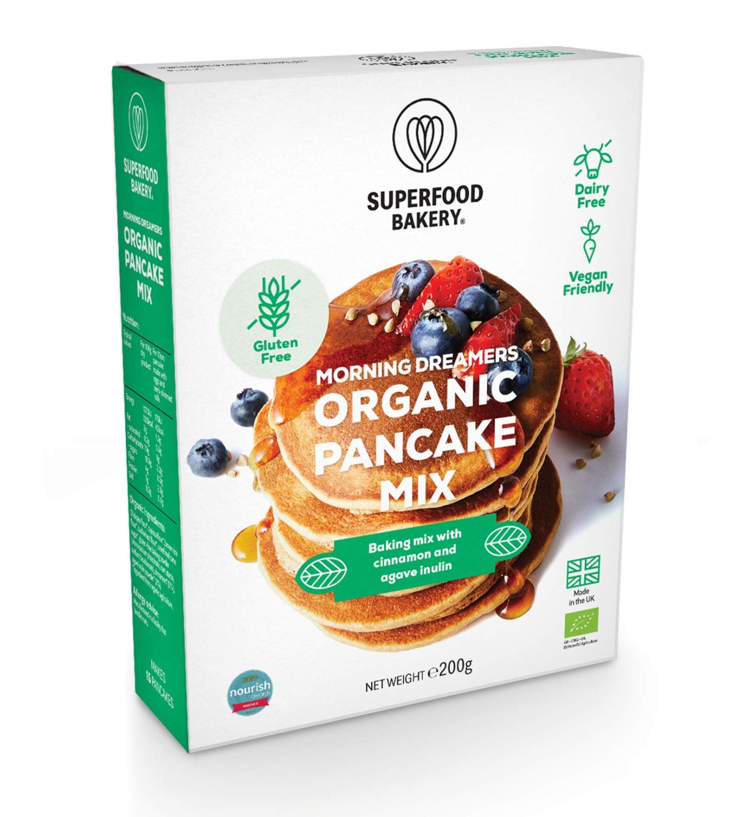Superfood Bakery Morning Dreamers Organic Pancake Mix - Gluten Free, Dairy Free, Vegan Friendly, All-Natural (200g) - Buy Online on GoSupps.com