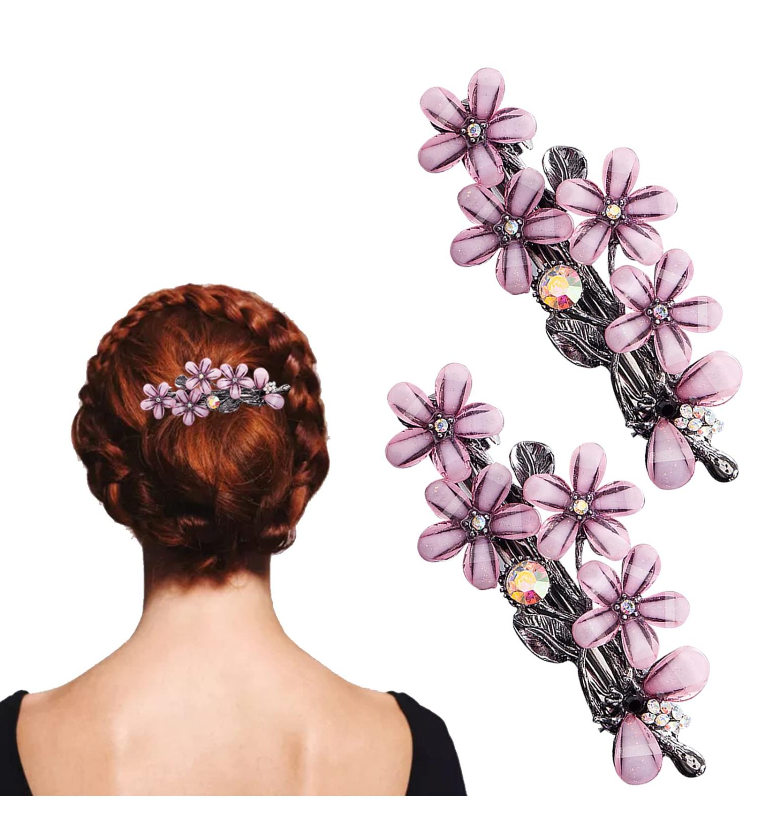 Jodsen Diamond Hair Clips 2 Pcs Flower Hair Barrettes Hair Accessories for and Diamond Flower Hair Slides Hair Styling Accessories for Daily Birthday Wedding Party Dating Dinners (Pink) - Buy Online on GoSupps.com