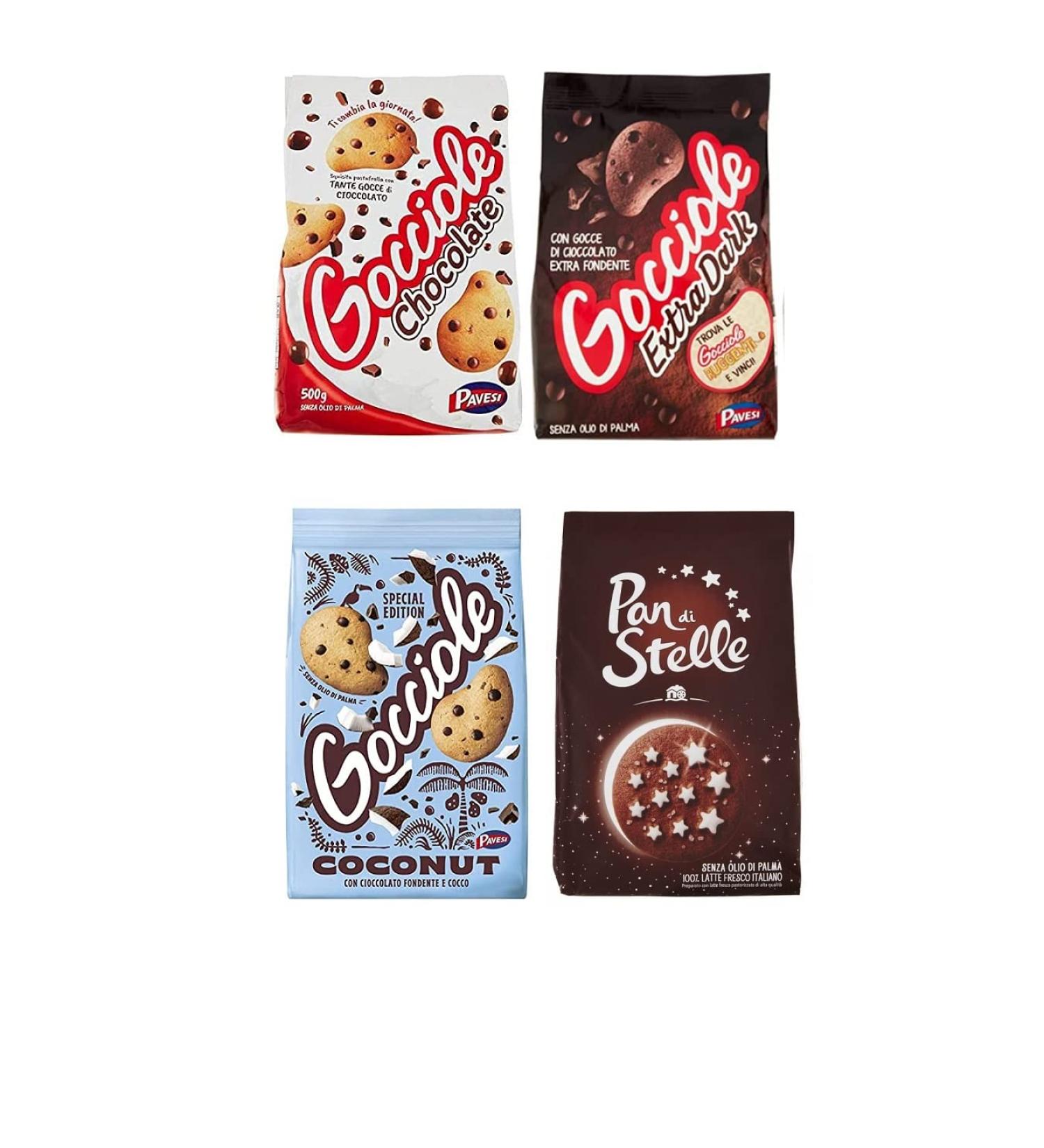  Pavesi Pavesi Barilla Biscuits Gocciole Pack d'essai Chocolate Dark Coconut biscuits + Mulino Bianco Pan di stelle 350 g - Buy Online on GoSupps.com
