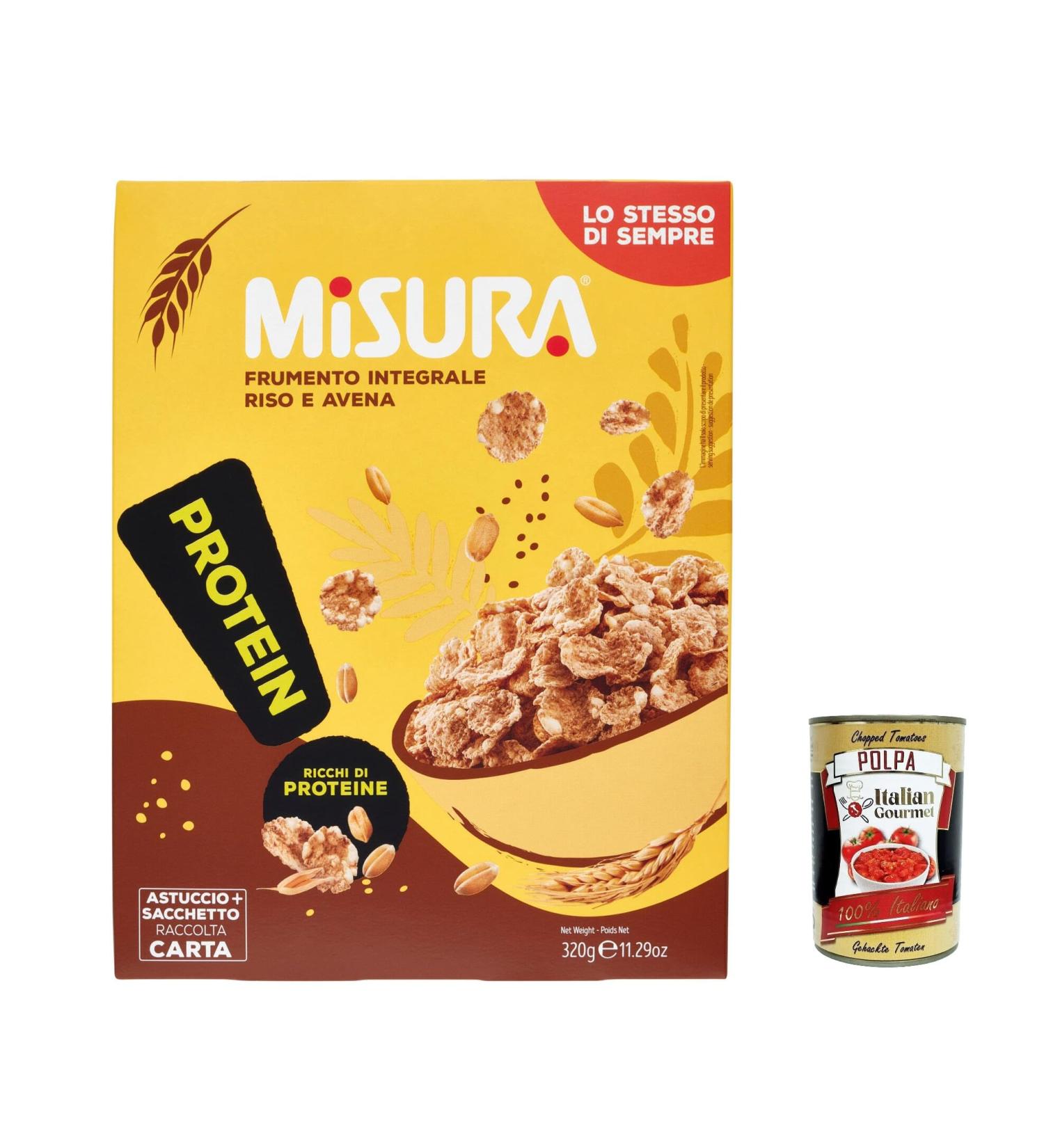  Italian Gourmet E.R. Misura Cereali Whole Wheat Protein Rice and Oats High in Protein and Fibre 320g + Italian Gourmet Polpa 400g - Buy Online on GoSupps.com