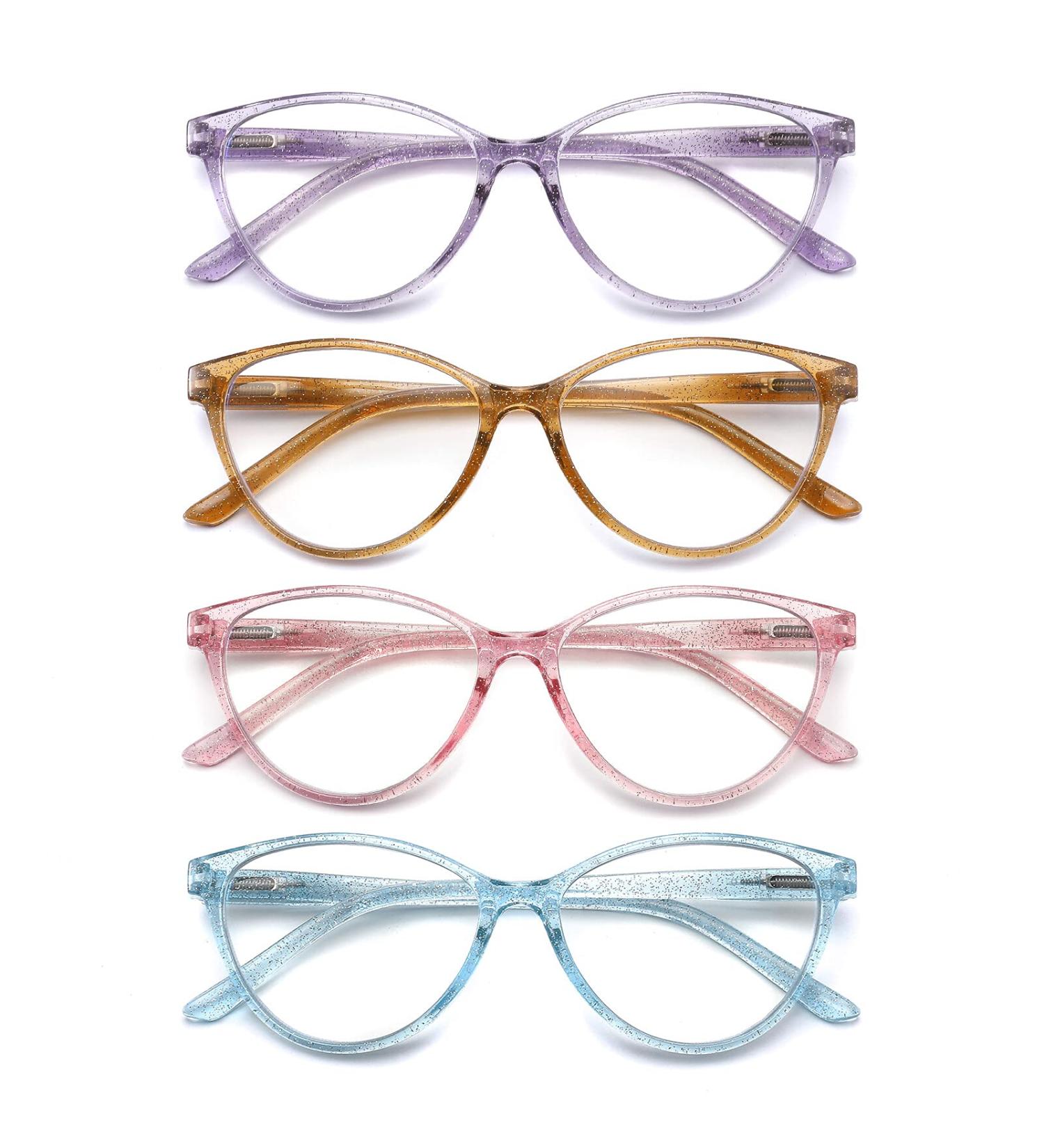 4 Pack Blue Light Blocking Cat Eye Reading Glasses for Women - Pearl Color, Anti Glare, UV Ray Protection - 1.75 Strength - Buy Online on GoSupps.com