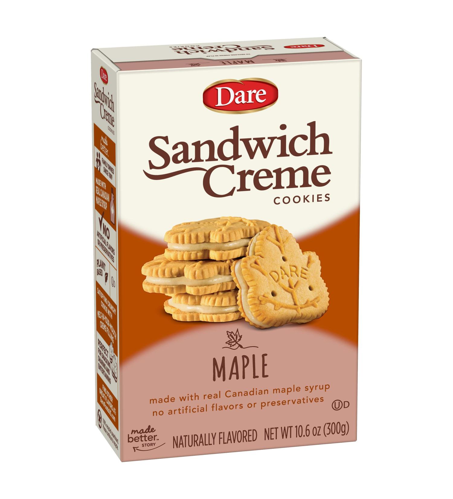 Dare Maple Leaf Crme Cookies - Classic Canadian Cookie with Real Maple Syrup - Peanut Free - 10.6 Ounces (Pack of 12) - Buy Online on GoSupps.com