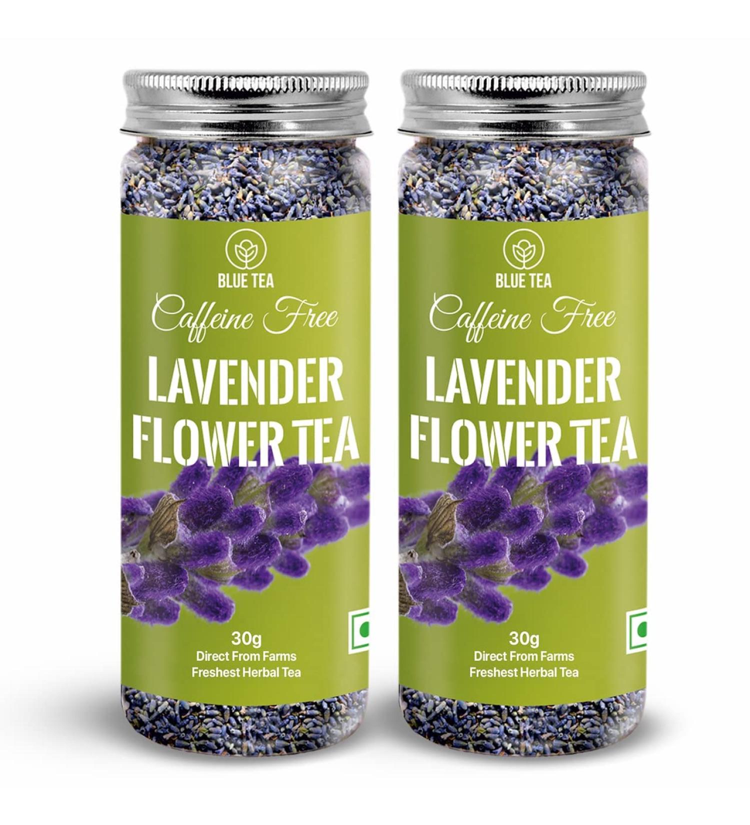 BLUE TEA - Lavender Tea - 60gm (Pack of 2) | Pure Lavender Flower Buds From Kashmir | Vegan Free - Non-GMO - Caffeine Free Eco-Sustainable Packaging| - Buy Online on GoSupps.com