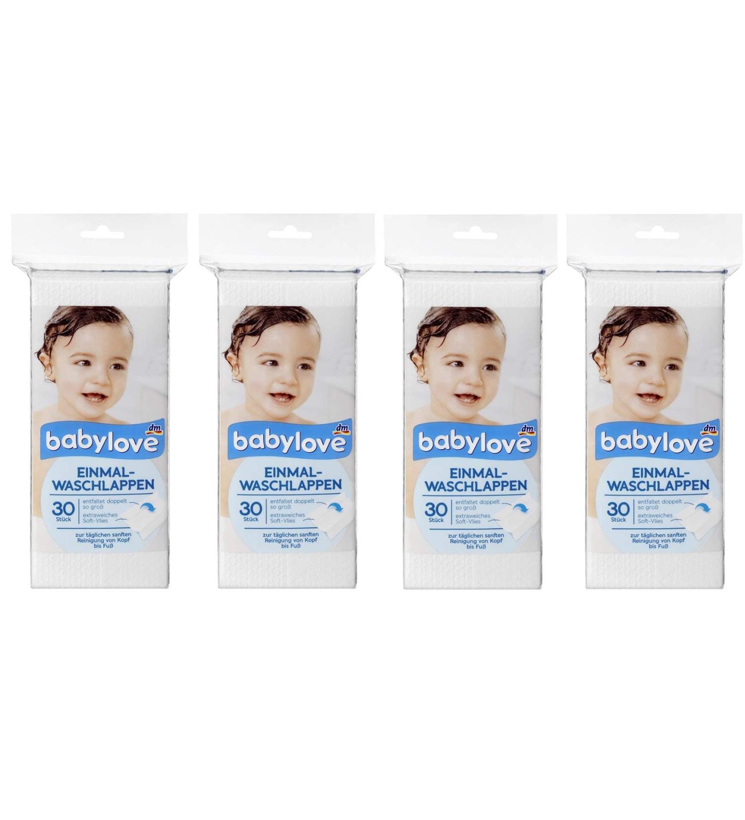 Buy Babylove Disposable Washcloths - Pack of 4 (120 Pieces) | Soft Convenient & Ideal for Baby Care - International Shipping Available! - Buy Online on GoSupps.com