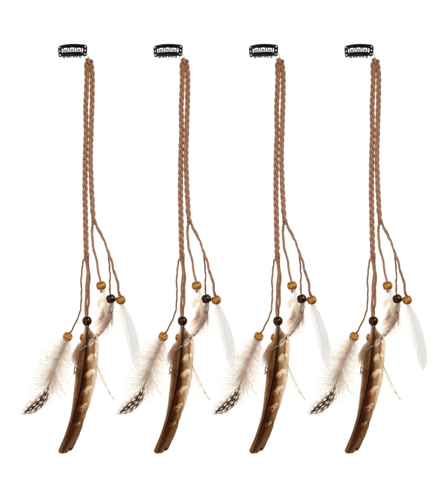 MWOOT 4Pcs Handmade Boho Feather Hair Clips for Women - Indian Style Hair Accessories for Halloween Party Costume - Buy Online on GoSupps.com