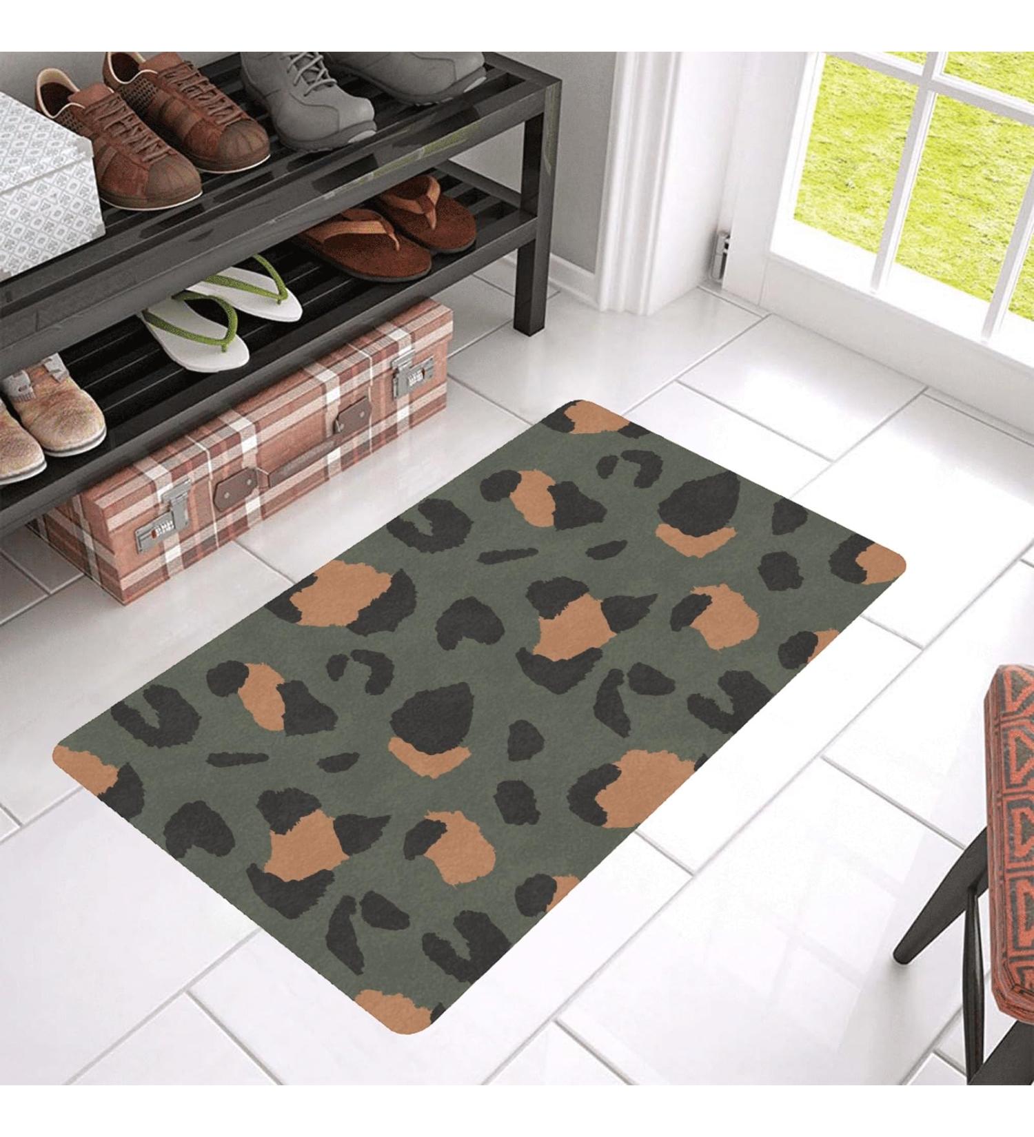 Leopard Front Door Mat - Water Absorbent Non-Slip Indoor Welcome Mat | Washable Entryway Rug 31x18 - Buy Online on GoSupps.com