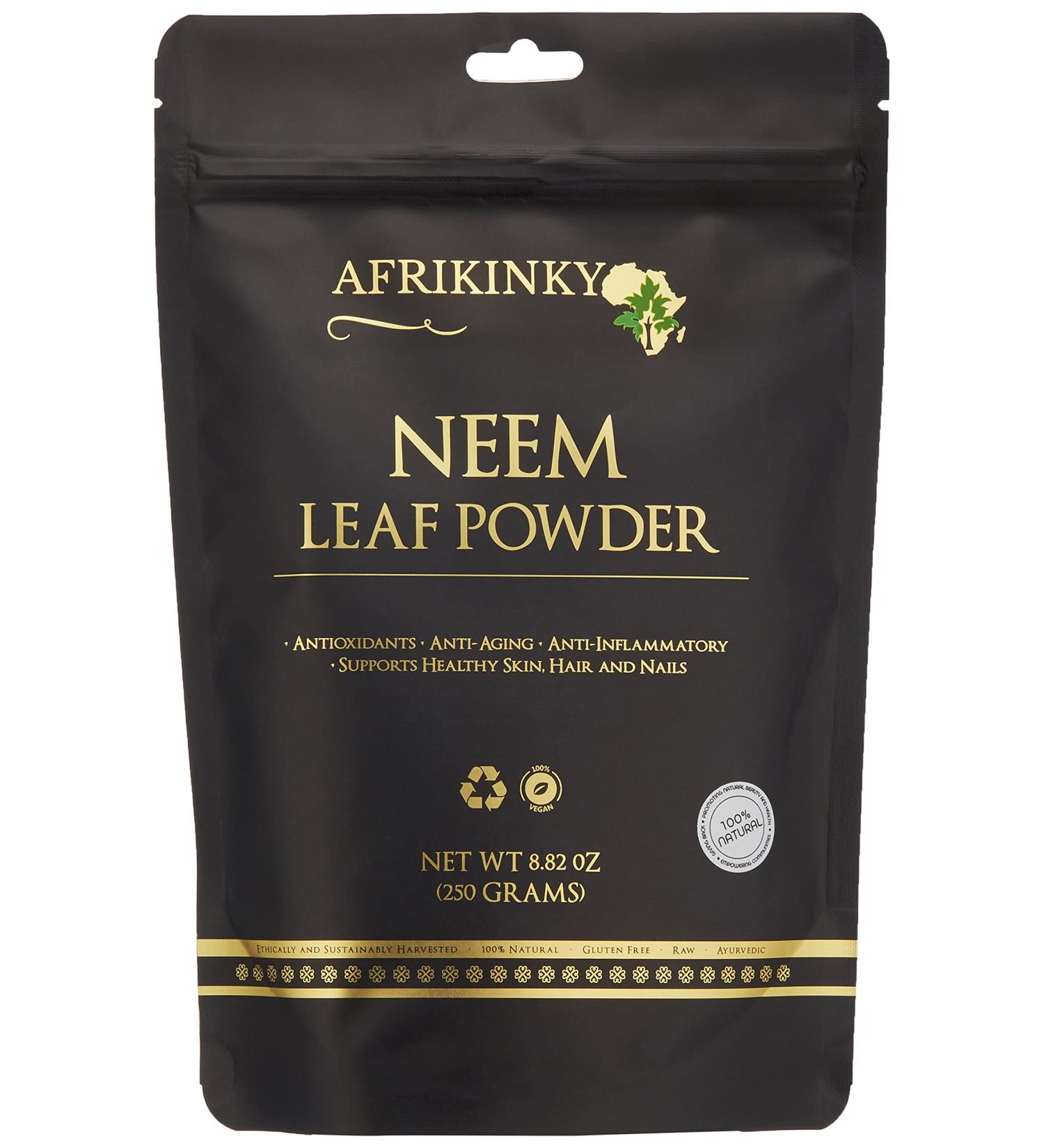 Afrikinky Neem Powder 250 Gram | 8.82 Ounce | for Skin Hair and Detox | Azadirachta Indica | Very Bitter | Natural - Buy Online on GoSupps.com