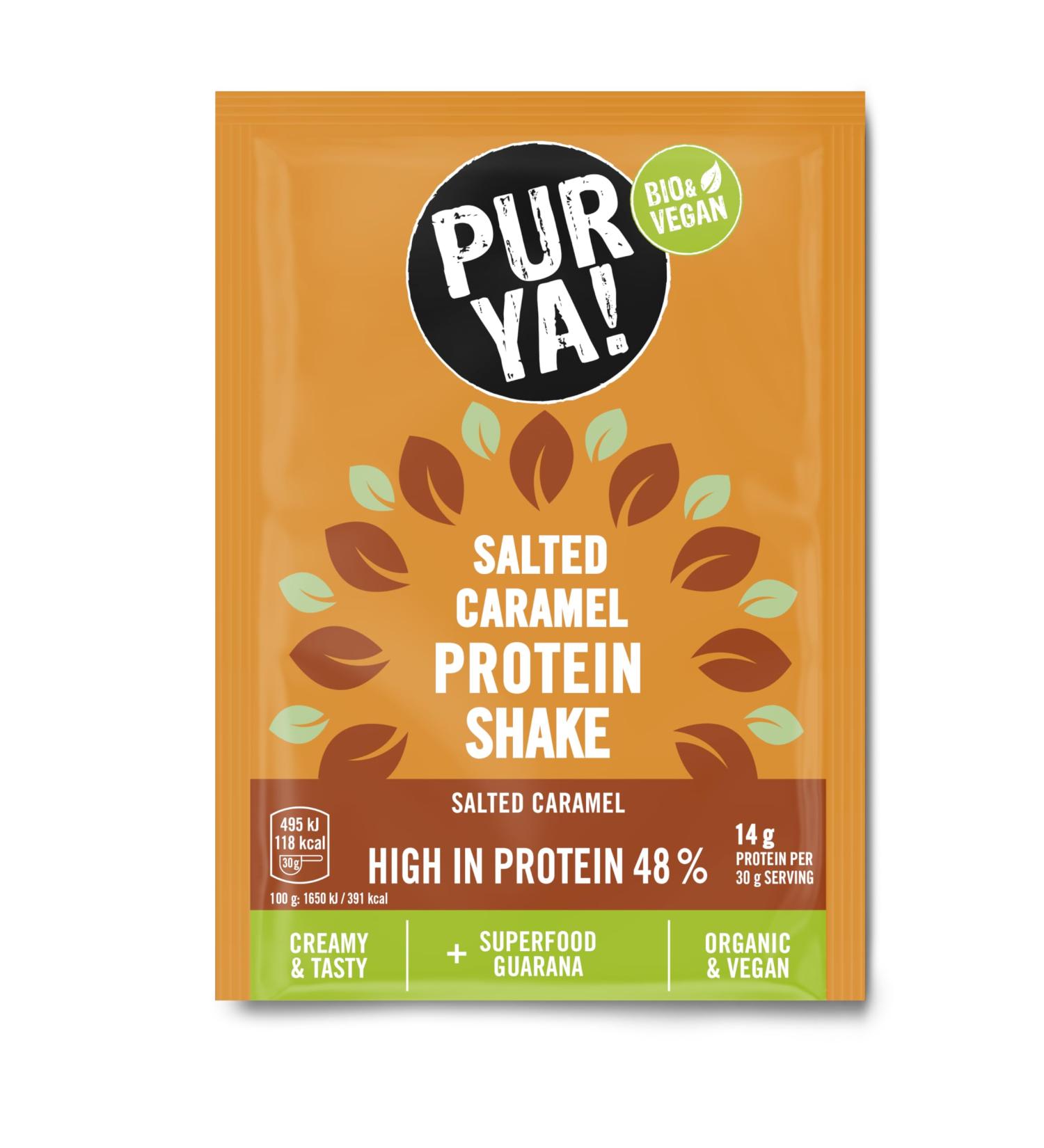 PURYA! Protein Shake - Salted Caramel + Guarana Sachet 30g (3)