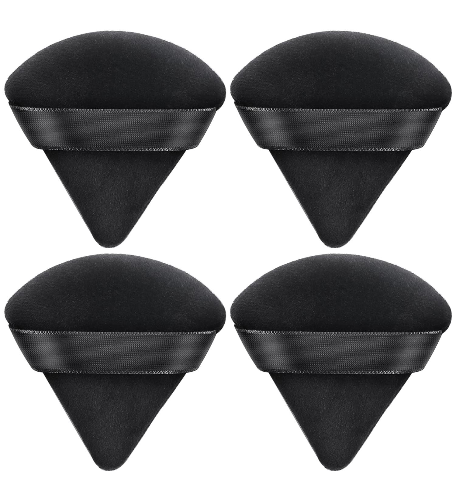 AMMON 4 Piece Triangle Soft Makeup Powder Puff Set - Velour Pure Cotton Puffs for Loose Mineral Powder - Black - Buy Online on GoSupps.com