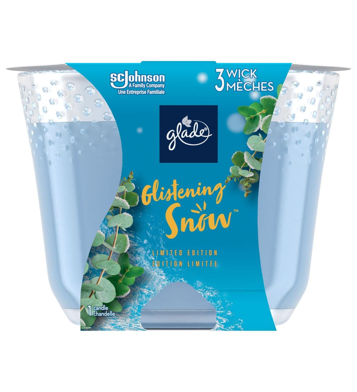 Glade Holiday Scented Candle Glistening Snow Air Freshener Infused with Essential Oils 3-Wick Candle 1 Count - Buy Online on GoSupps.com