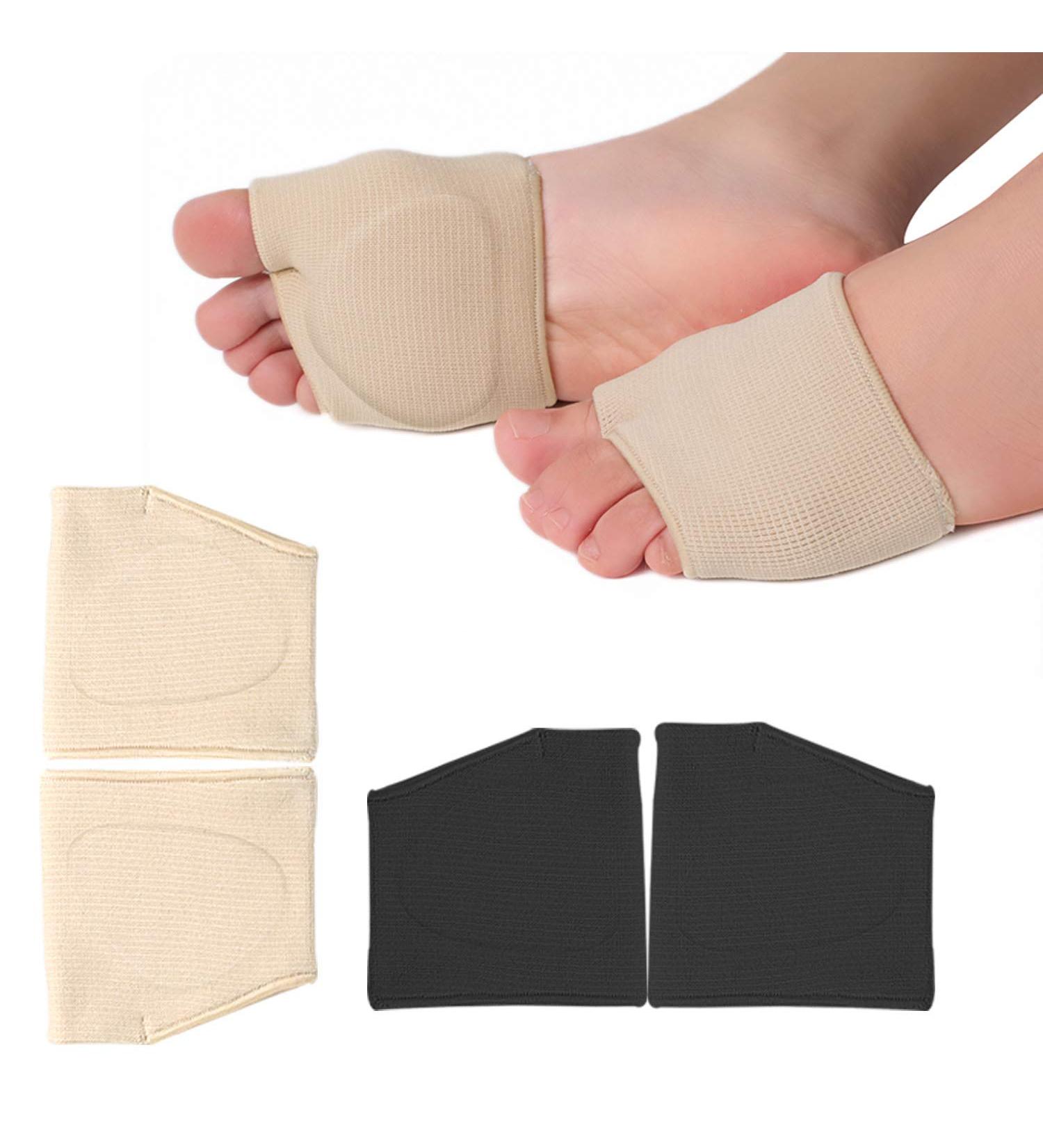 RooRuns Metatarsal Pads - Ball of Foot Cushions for Pain Relief | Gel Foot Pads for Morton's Neuroma & Metatarsalgia | 2 Pairs (Black + Beige) - Comfort for Men & Women - Buy Online on GoSupps.com