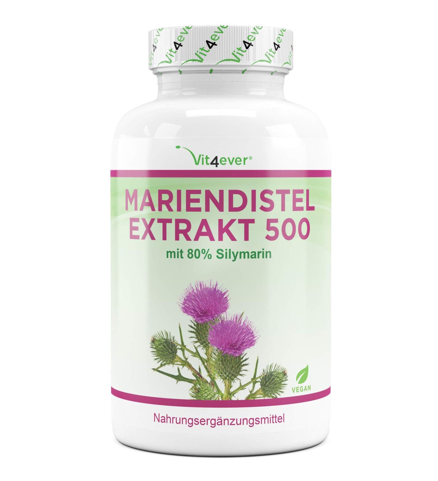 Mary Thistle Extract 180 Capsules - 500mg 80% Silymarin Vegan High-Dose Laboratory Tested - 6 Month Supply - Premium Quality - Buy Online on GoSupps.com