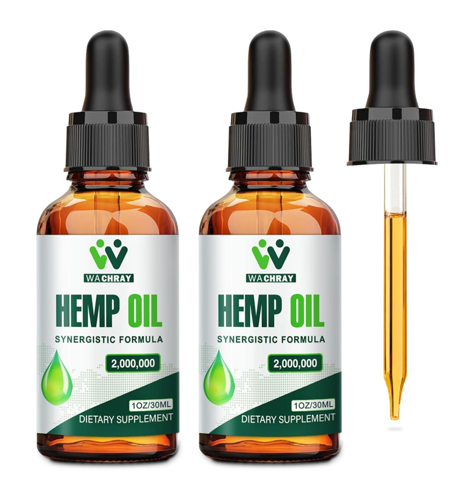 Hemp Oil Drops (2 Pack) High Potency - 2 000 000 Maximum Strength Organic Hemp Tincture for Pain Relief Sleep Skin - with C02 Extraction Vegan Non-GMO 1 Fl Oz (Pack of 2) - Buy Online on GoSupps.com