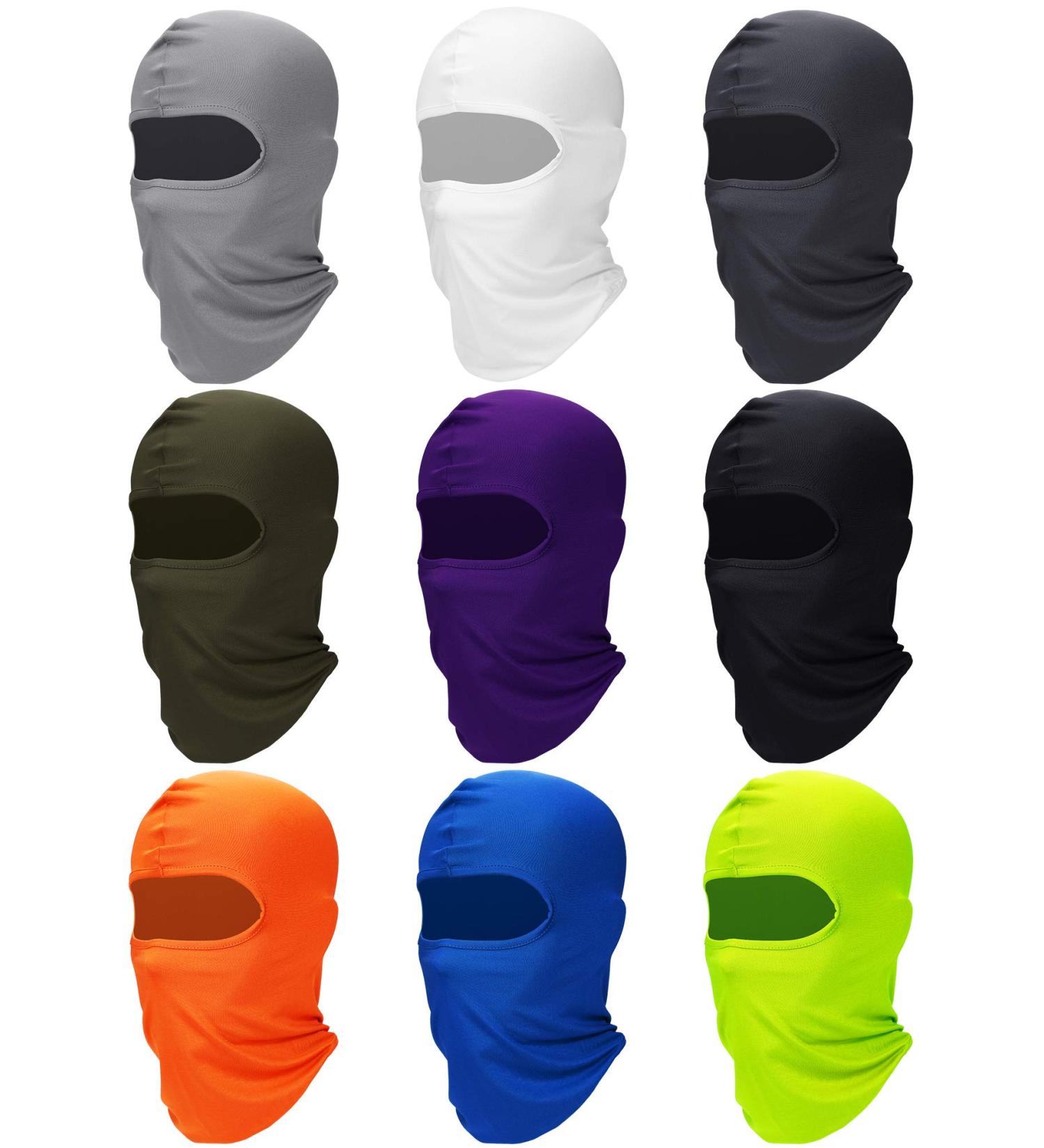 SATINIOR 9 Pcs Men's Ski Mask Balaclava Winter Neck Gaiter - Windproof Outdoor Cycling Hood in Solid Colors - Buy Online on GoSupps.com