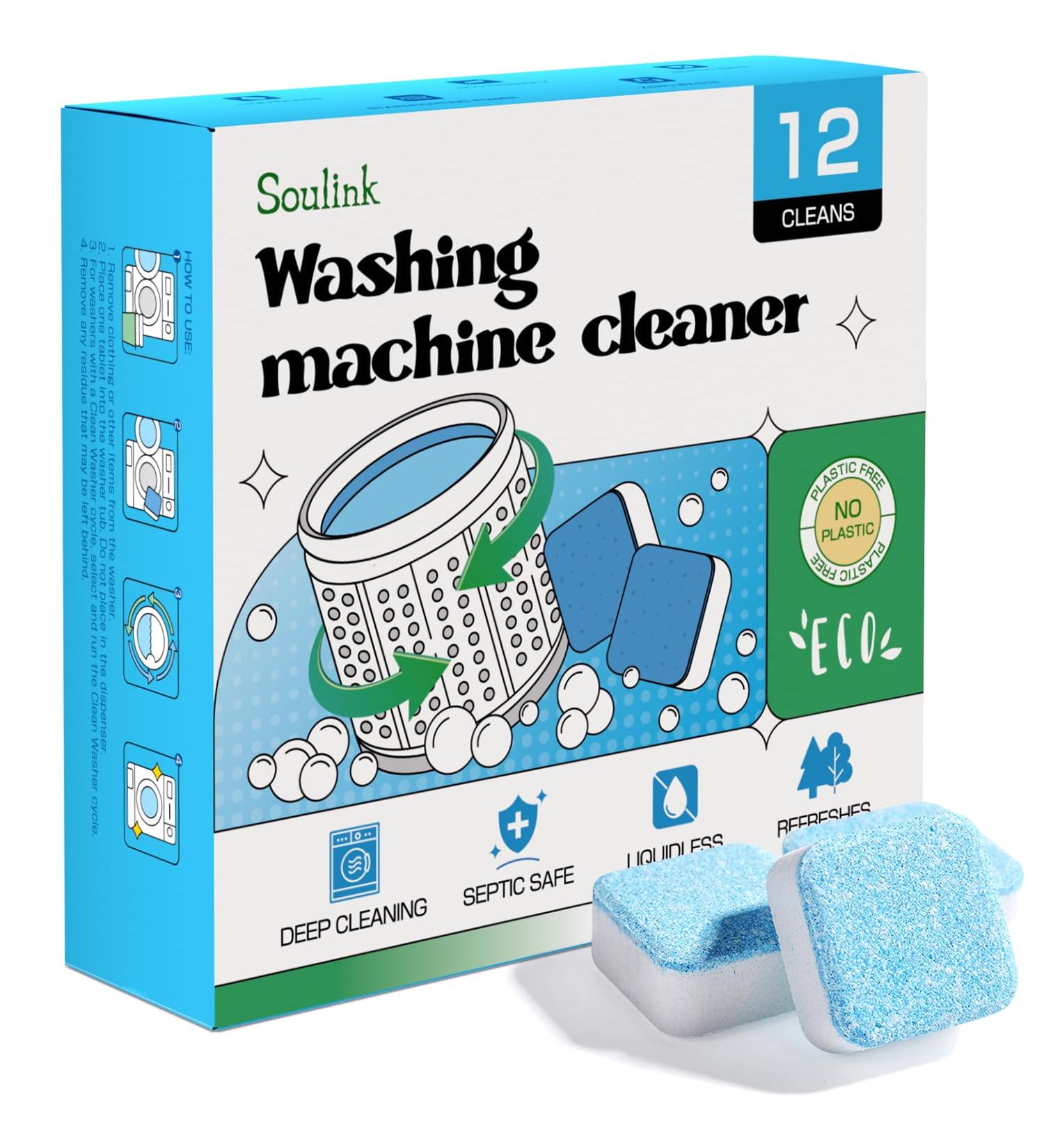 Soulink Washing Machine Cleaner with Odor Blasters - 12 Deep Cleaning Tablets for HE Front & Top Load Washers - International Shipping Available - Buy Online on GoSupps.com