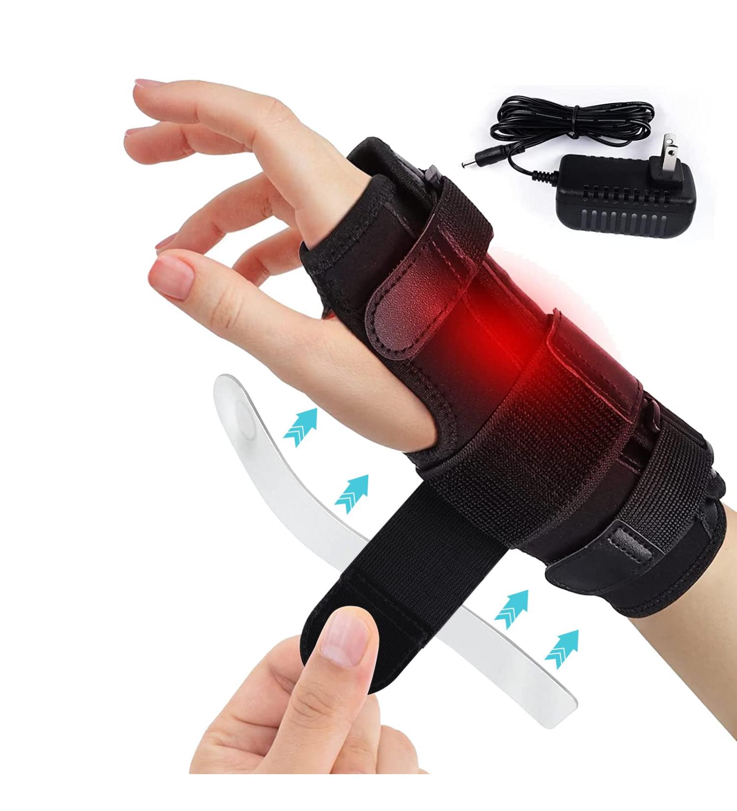 Wrist Electric Heating Pad for Carpal Tunnel Relief | Adjustable Wrist Support Brace with Splints | Heated Wrap for Injuries, Arthritis, Wrist Pain, Sprain - Large - Buy Online on GoSupps.com