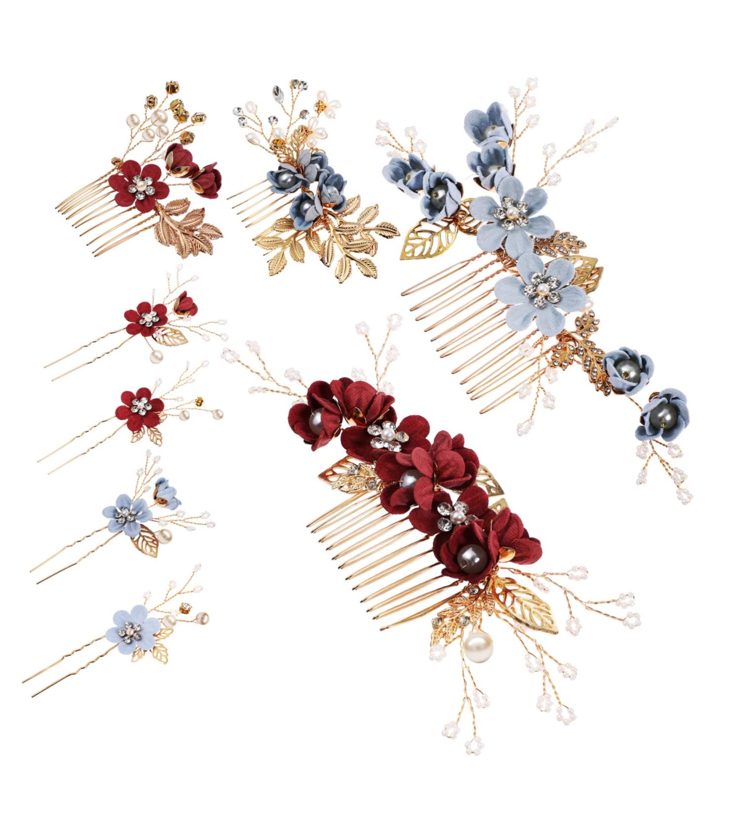 MAGICLULU 10 Sets Bridal Headwear Blue Flower Hair Clip Bride Hair Clip Wedding Hair Accessories Pearl Hair Accessories Pearls Hair Clips Side Combs Rhinestones Bridesmaid Clothing - Buy Online on GoSupps.com