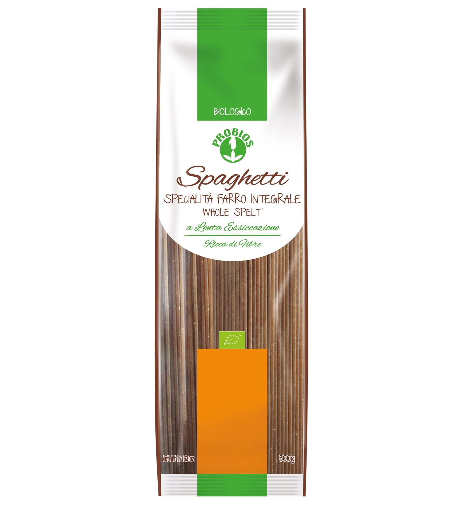 Probios - Wholemeal spelled spaghetti - Spaghetti di Farro Integrale Pack of 12 x 500g - Buy Online on GoSupps.com