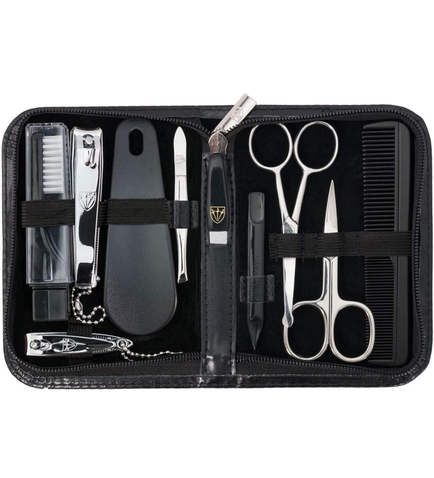 3 Swords Germany 10 Piece Manicure Pedicure Grooming Kit for Nail Care in Leather Case (Black) - Buy Online on GoSupps.com