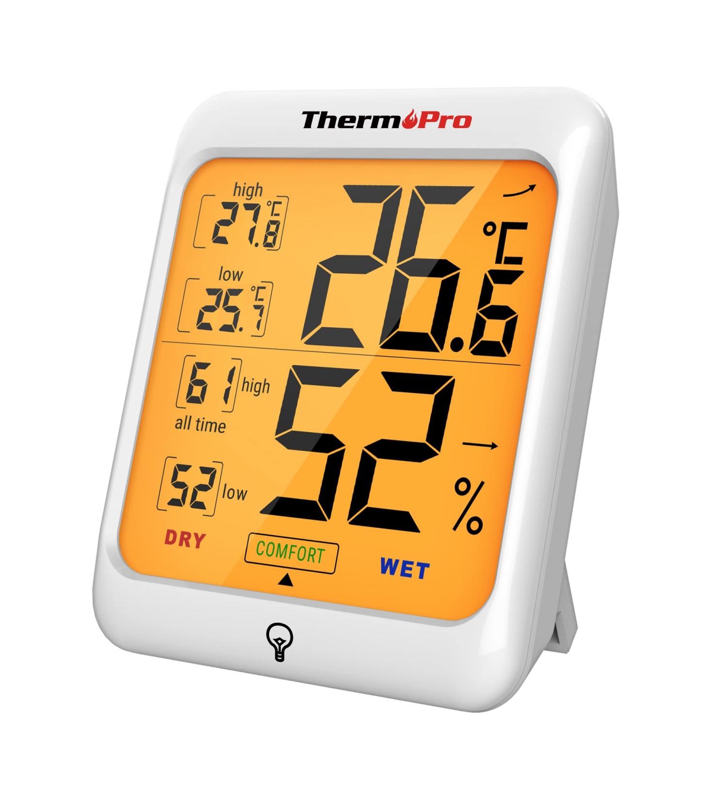 ThermoPro TP53 Digital Thermo-Hygrometer | Accurate Temperature & Humidity Monitor with Backlight - Best for Home & Office - Buy Online on GoSupps.com