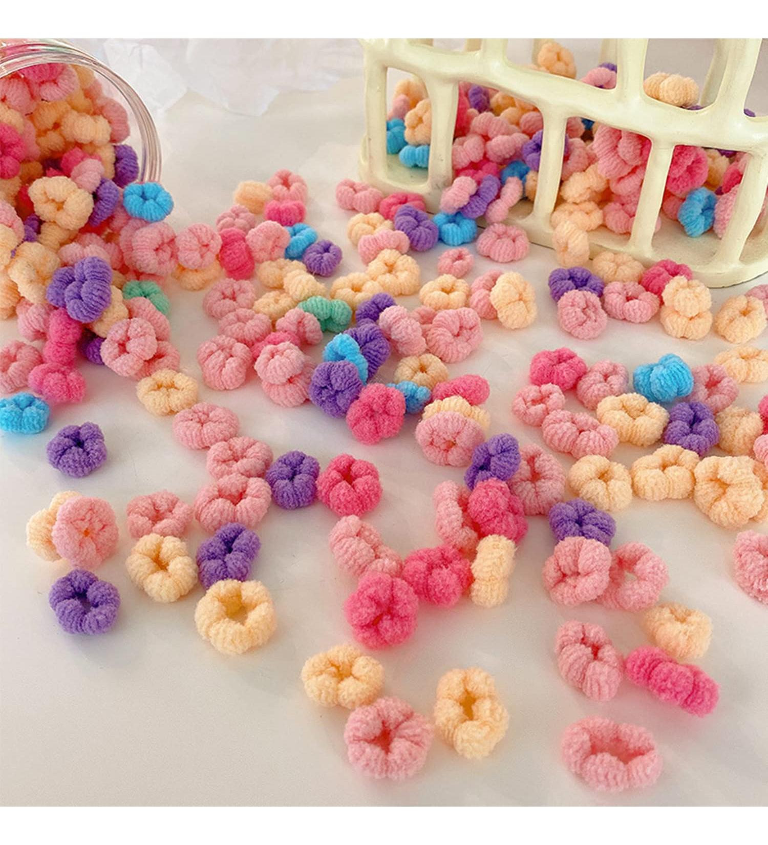 Girls Flower Hair Elastic Bands - 100 Multicolor Mini Flower Hair Ties for Toddlers - Buy Online on GoSupps.com