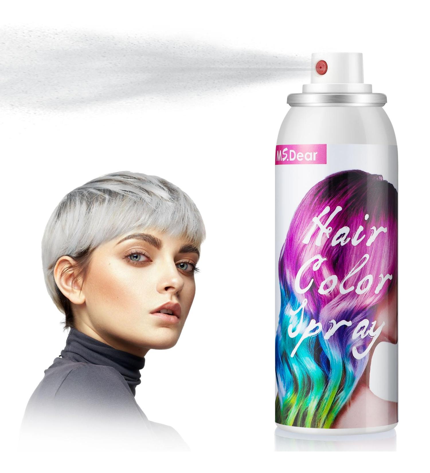 ONE-TIME USE White Hair Color Spray for Crazy Hair Day Christmas Party - Temporary Washable Cosplay Hair Dye 100ML - Buy Online on GoSupps.com