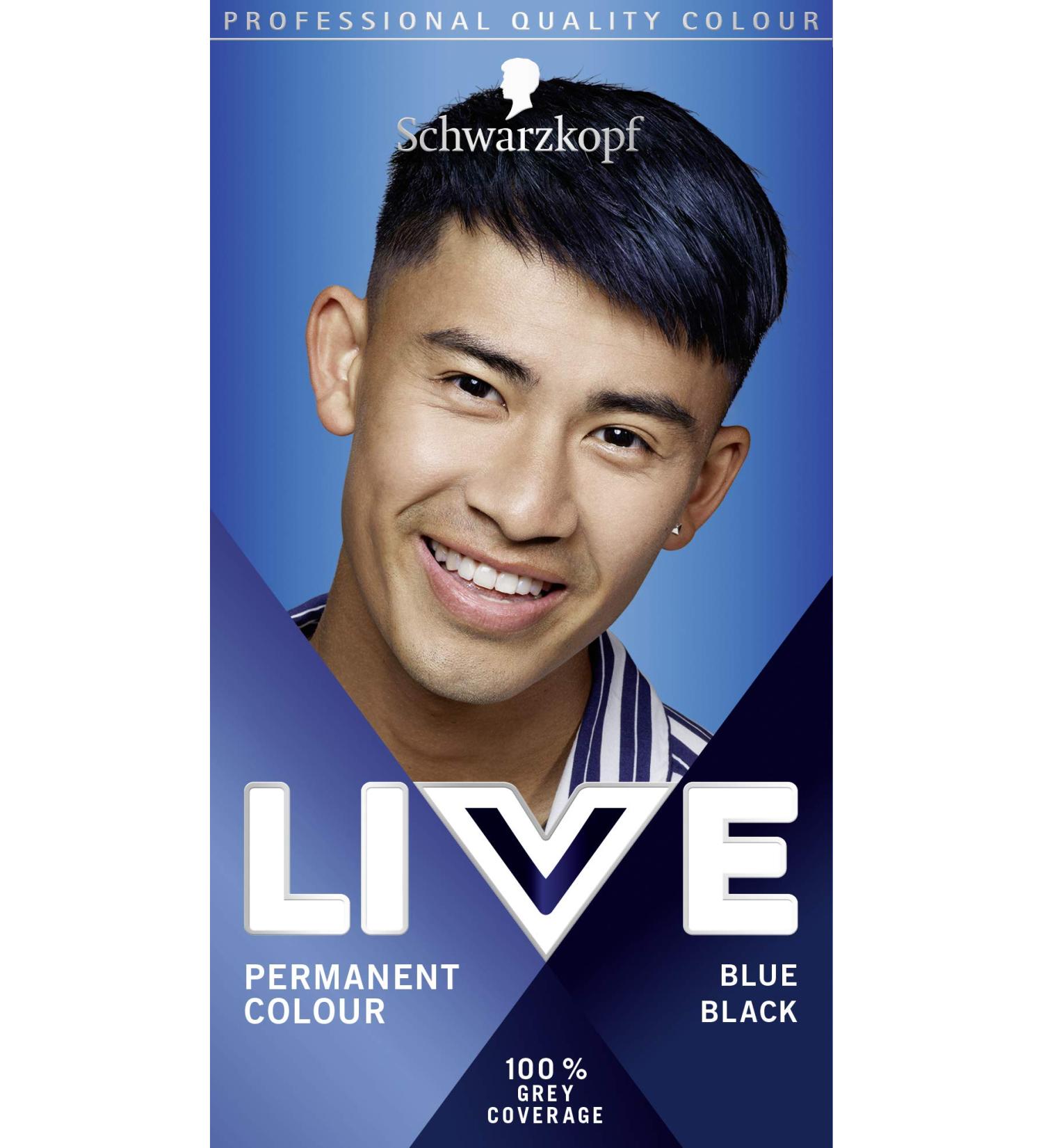 Schwarzkopf Live Men Permanent 090 Blue Black Hair Colour - Fade Resistant Dye - Buy Online on GoSupps.com