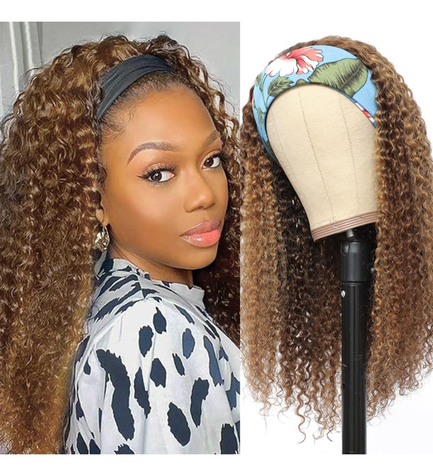 10A Curly Human Hair Headband Wig for Black Women - 16 Ombre Kinky Curly #427, 180% Density, Remy Hair - Buy Online on GoSupps.com