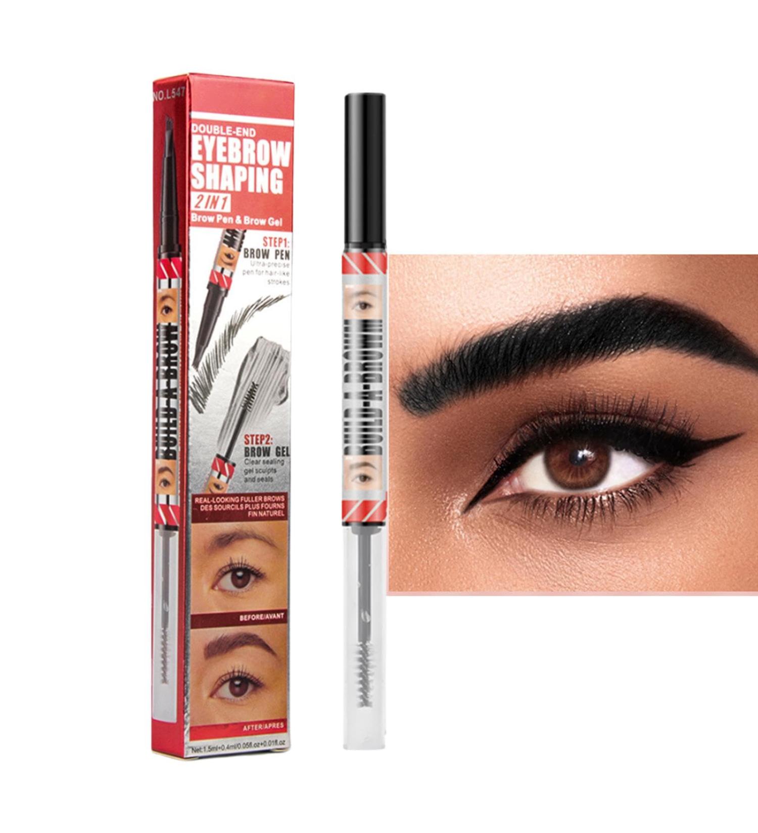 Mimoqk Microblading Eyebrow PenMicroblading Eyebrow Pencil Waterproof Double Ended Waterproof Eyebrow Pencil with Tinted Gel 4 Fork Tips Natural Brows eyebrow pen to 3BLACK eyebrows - Buy Online on GoSupps.com