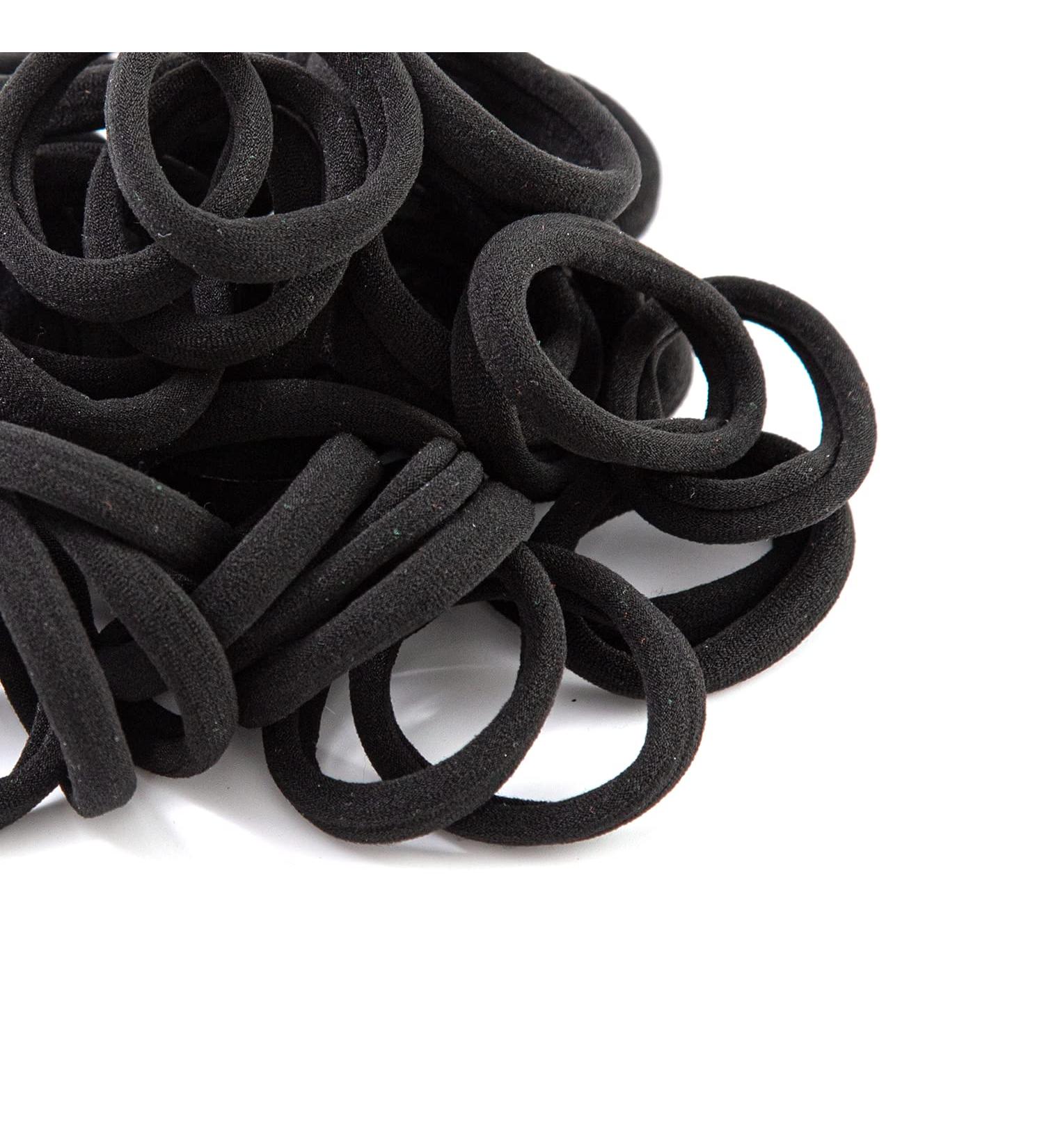 AHENOD 50PCS Seamless Elastic Hair Ties for Women - Ideal for Thick, Heavy, and Curly Hair - 1.57 Inch Diameter - Black - Buy Online on GoSupps.com