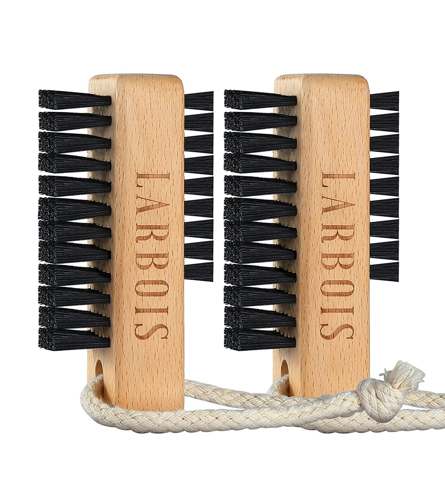 Wooden Nail Brush Set - 2Pcs Double Sided Hand and Nail Cleaning Brush - Eco Friendly Fingernail Brush for Home, Garden, and Salon Use - Bench Wood, Black Color - Buy Online on GoSupps.com