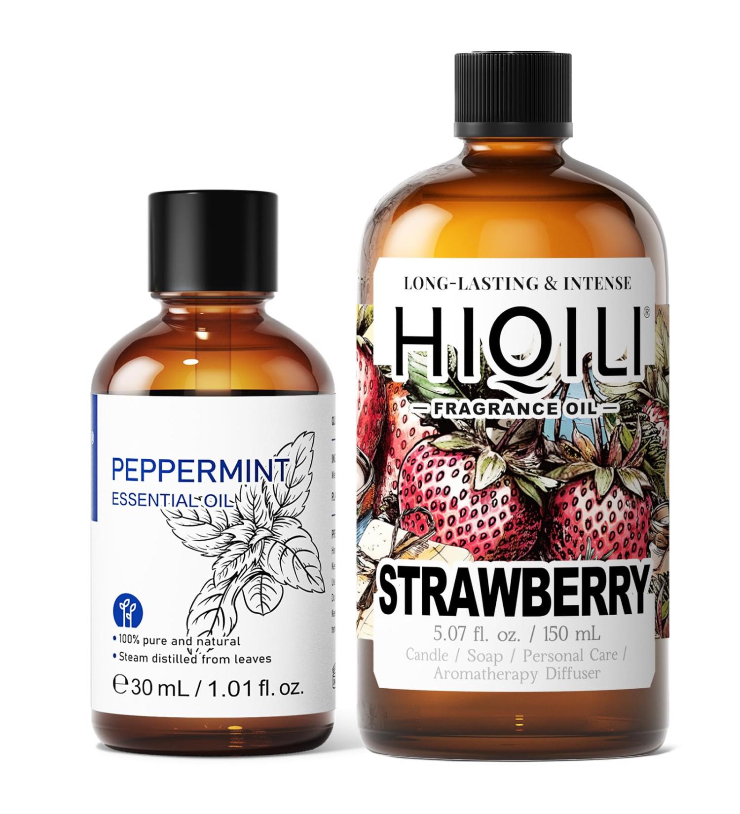 HIQILI 30ML Peppermint Essential Oil & 150ML Strawberry Fragrance Oil for DIY Diffuser - Buy Online on GoSupps.com