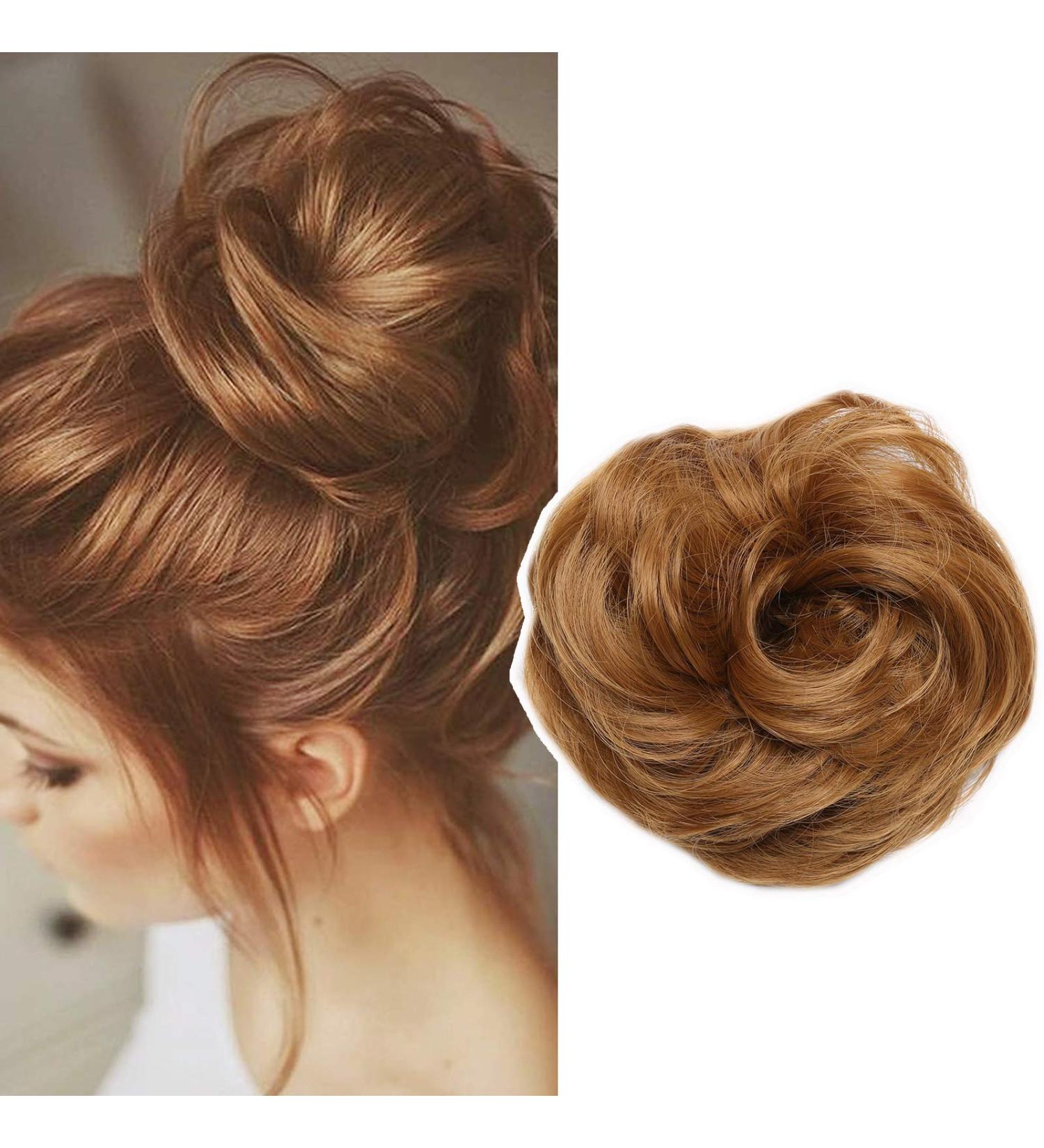 Silk-Co Hair Part with Rubber Band - Wavy Soft Dutt Extensions - 35g Honey Brown Messy Bun Updo - Buy Online on GoSupps.com