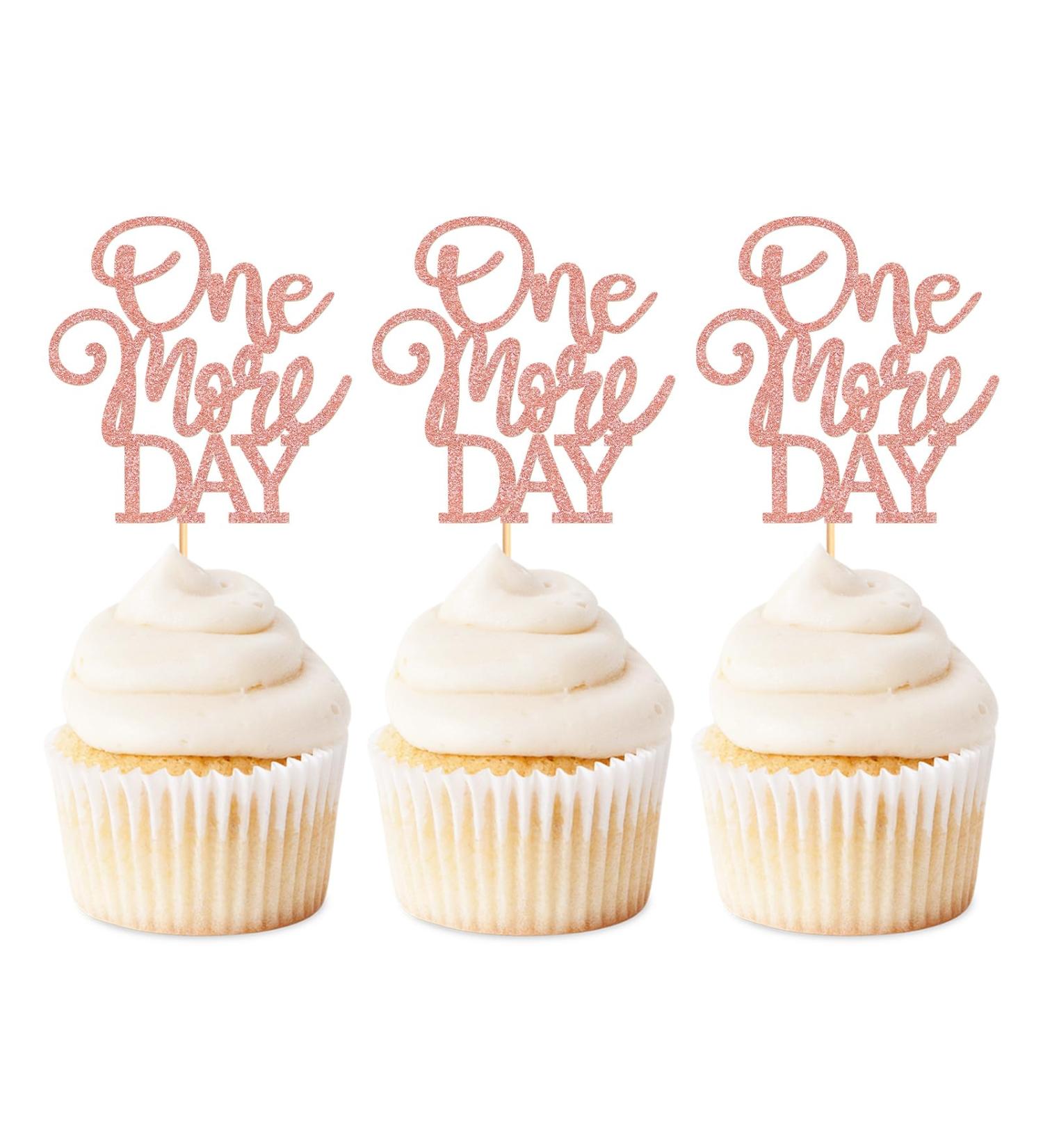 Keaziu 24 Pack One More Day Cupcake Toppers Wedding Dinner Bachelorette Cupcake Picks Wedding Theme Cake Decorations for Wedding Birthday Party Decorations Supplies Rose Gold 1 Rose Gold One 1 - Buy Online on GoSupps.com