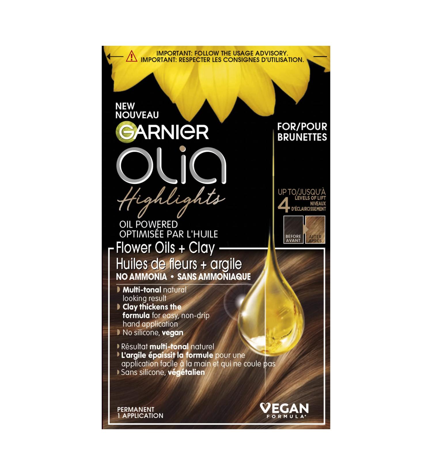 Garnier Olia Natural Hair Highlights for Brunettes with 60% Oils and Clay Ammonia-Free and Vegan Softer and Silkier Hair - 1 Application HIGHLIGHTS Brunettes - Buy Online on GoSupps.com