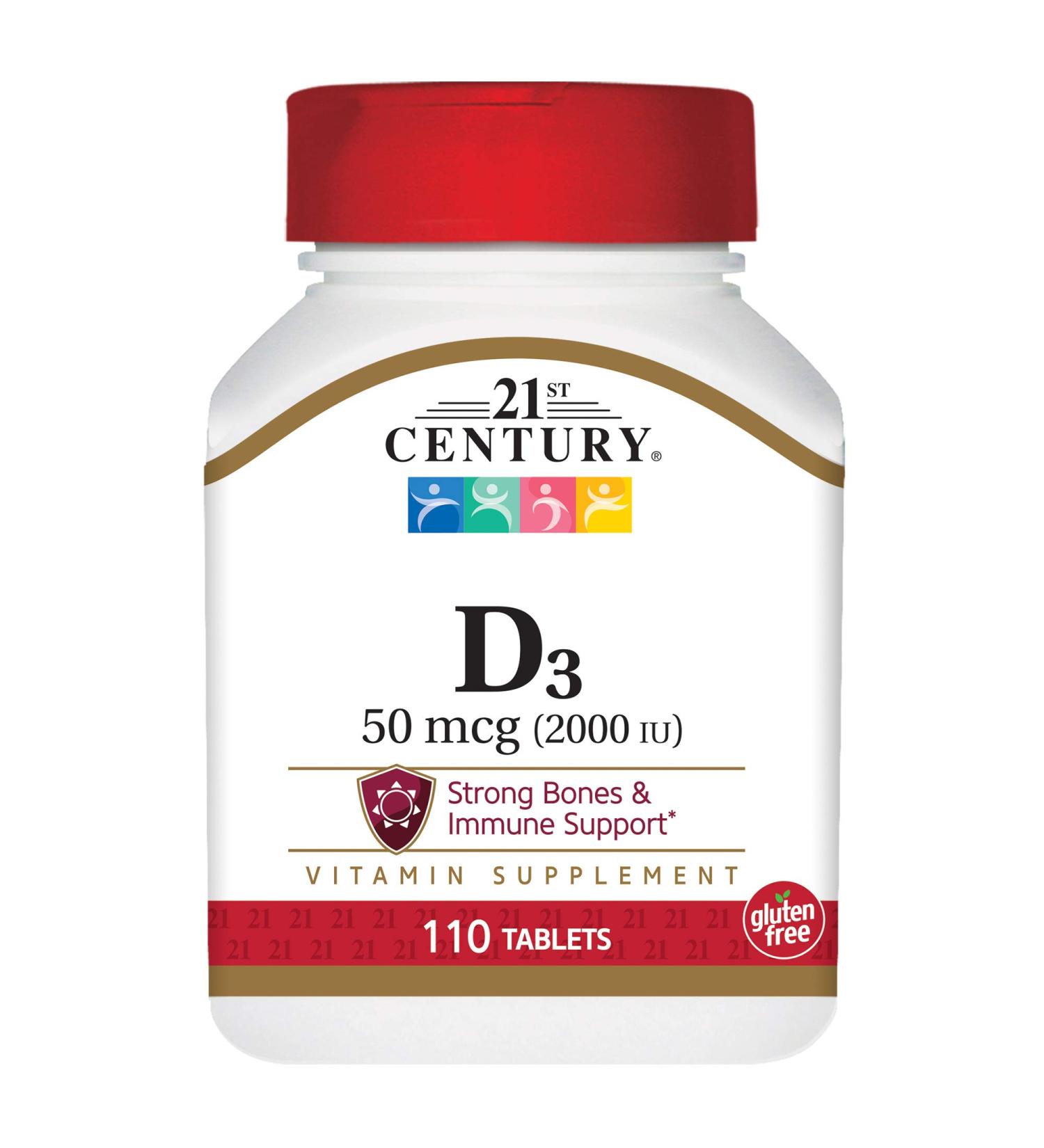 21st Century Vitamin D3 50 mcg (2000 IU) - 110 Tablets for Immune Support - Buy Online on GoSupps.com