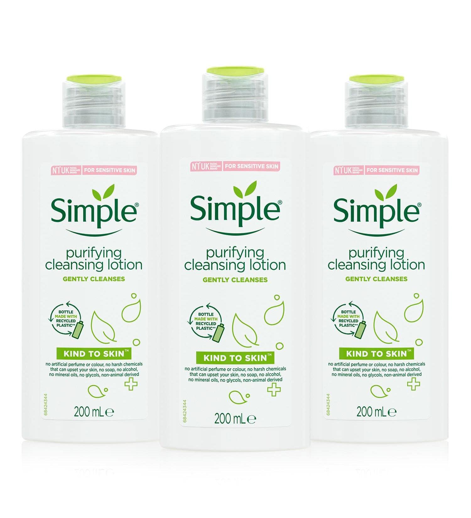 Multibuy Simple Lot de 3 lotions nettoyantes purifiantes pour peau 200 ml - Buy Online on GoSupps.com