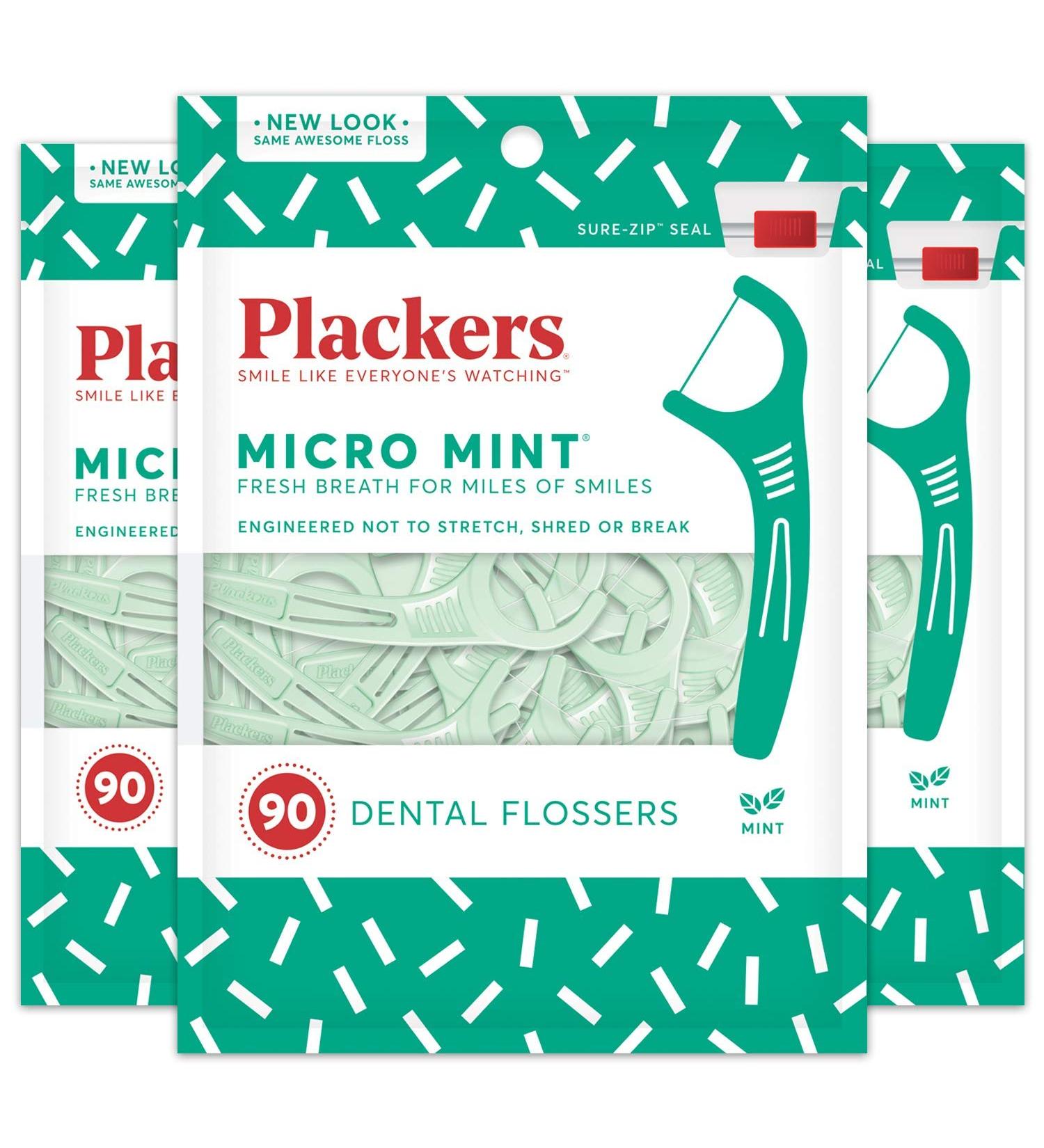 Plackers Micro Mint Dental Floss Picks - 90 Count (Pack of 3) | Best Oral Care Solution - Buy Online on GoSupps.com