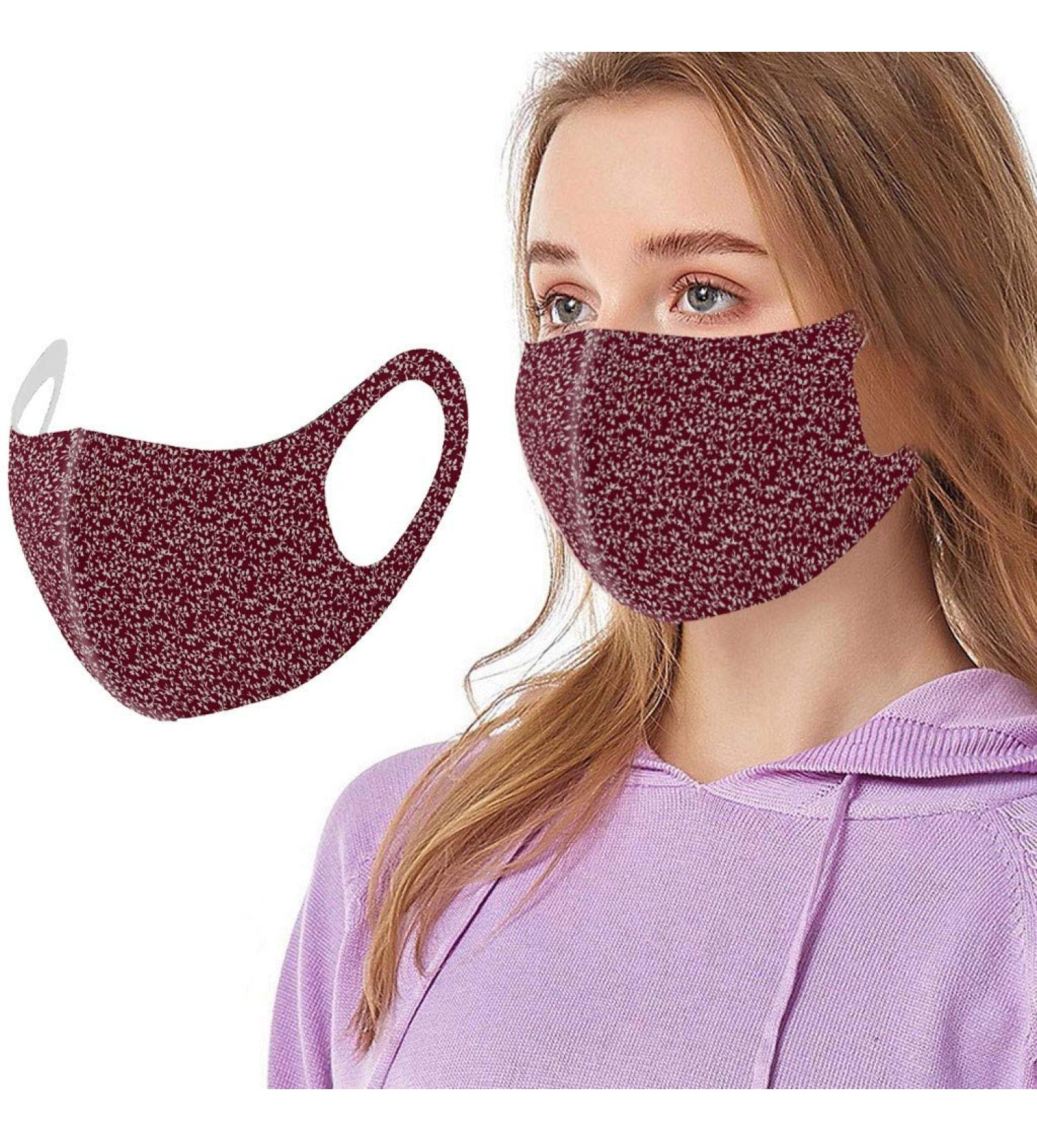 Riou mouth protection with motif washable reusable summer silk cool breathable mouth and nose protection neckerchief for women men (f)