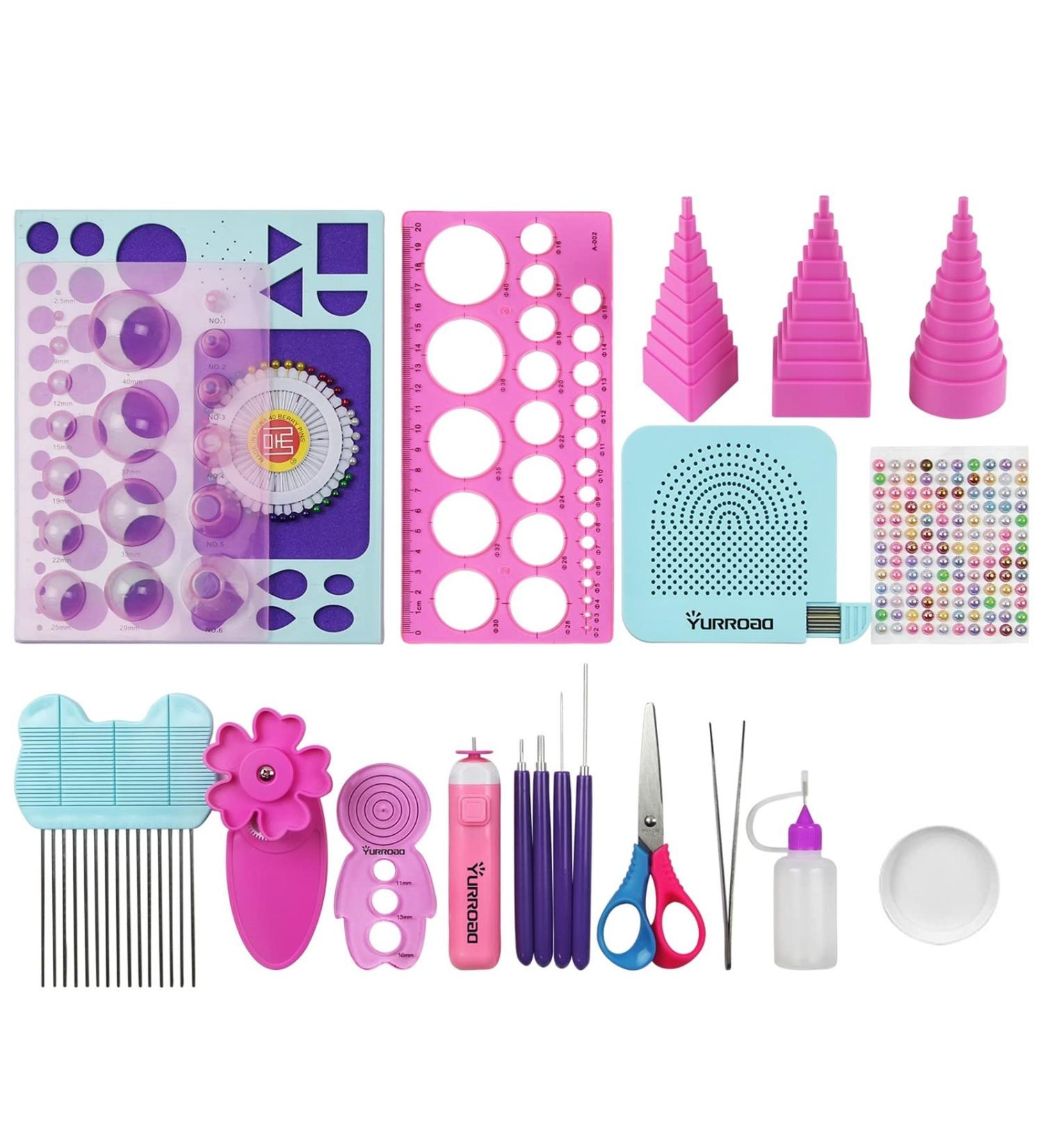 YURROAD 19pcs Beginners Quilling Tools Kit - Electric Slotted Pen, Template Board, Curling Coach, Crimper Comb - Filigrana Tools Set - Buy Online on GoSupps.com