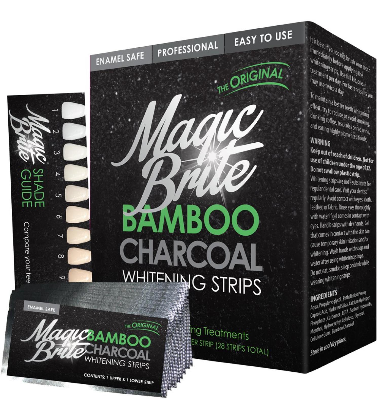 MagicBrite Bamboo Charcoal Teeth Whitening Strips - Premium At-Home Whitening Kit for Bright Smiles | International Shipping Available - Buy Online on GoSupps.com