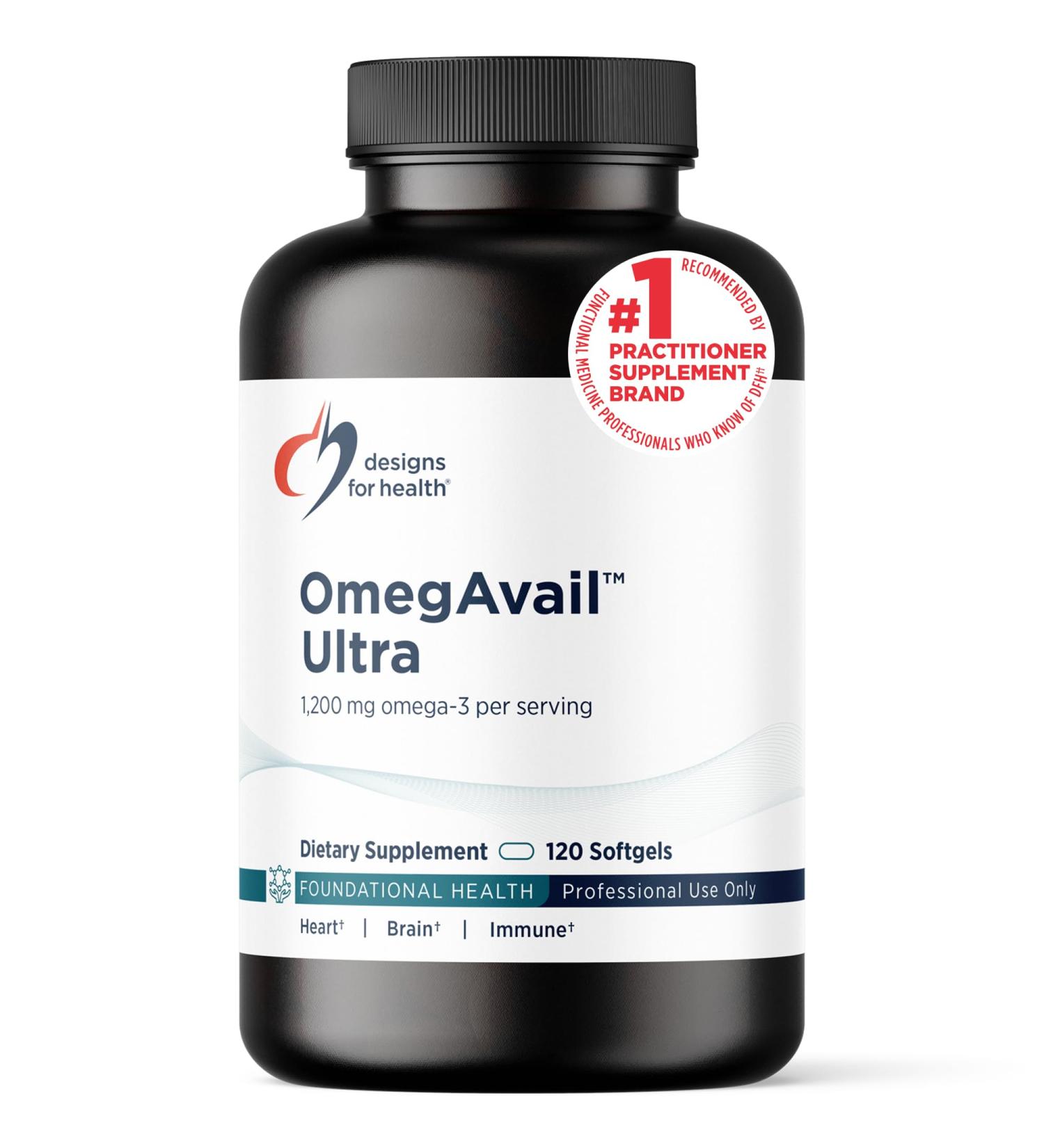 Designs for Health OmegAvail Ultra TG Fish Oil 1200mg - Triglyceride Form Omega 3 Fish Oil Supplement with DHA/EPA - No Fishy Aftertaste (120 Softgels) 120 Count (Pack of 1) - Buy Online on GoSupps.com
