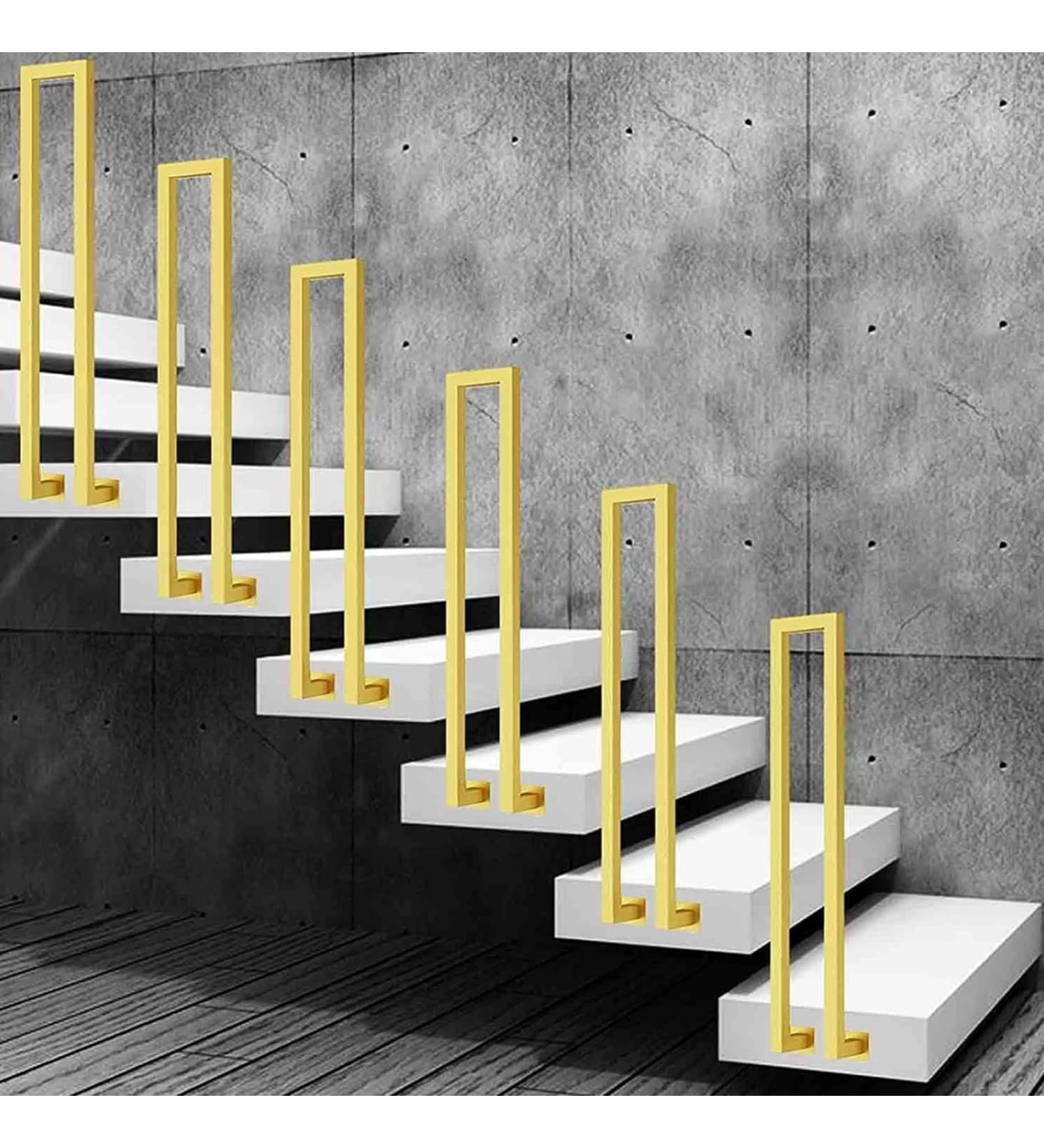 Metal Railings U-Shaped Stair Handrail Indoor Wall Mounted Squar Transitional Banister Non-Slip Metal Railing - Buy Online on GoSupps.com