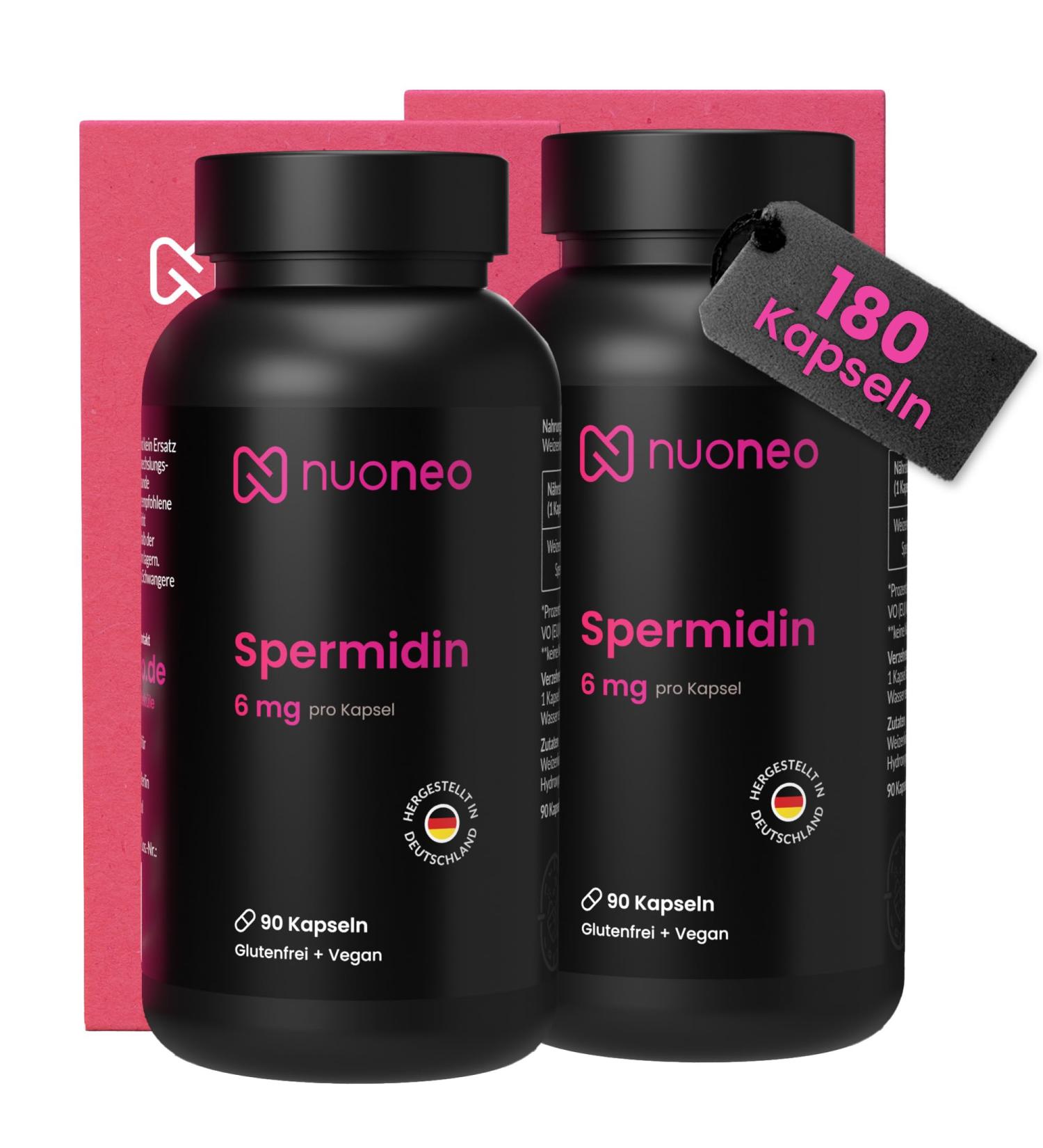  nuoneo idine High Dosed Capsules 6 mg per capsule - Made in Germany (2 x 90 pieces) - 6 months reserve - Gluten Free Wheat Germ Powder 6mg idine - Buy Online on GoSupps.com
