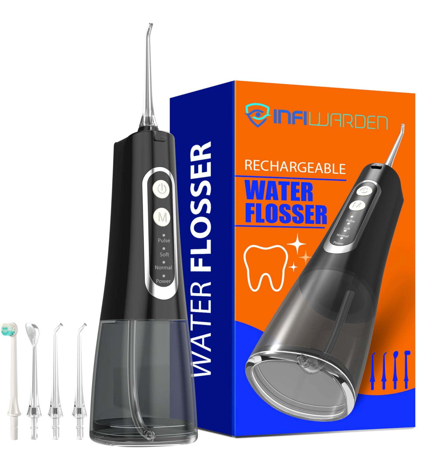 Portable Cordless Water Flosser - Rechargeable IPX7 Waterproof 4 Modes & Jet Tips | Travel & Home Use - Buy Online on GoSupps.com