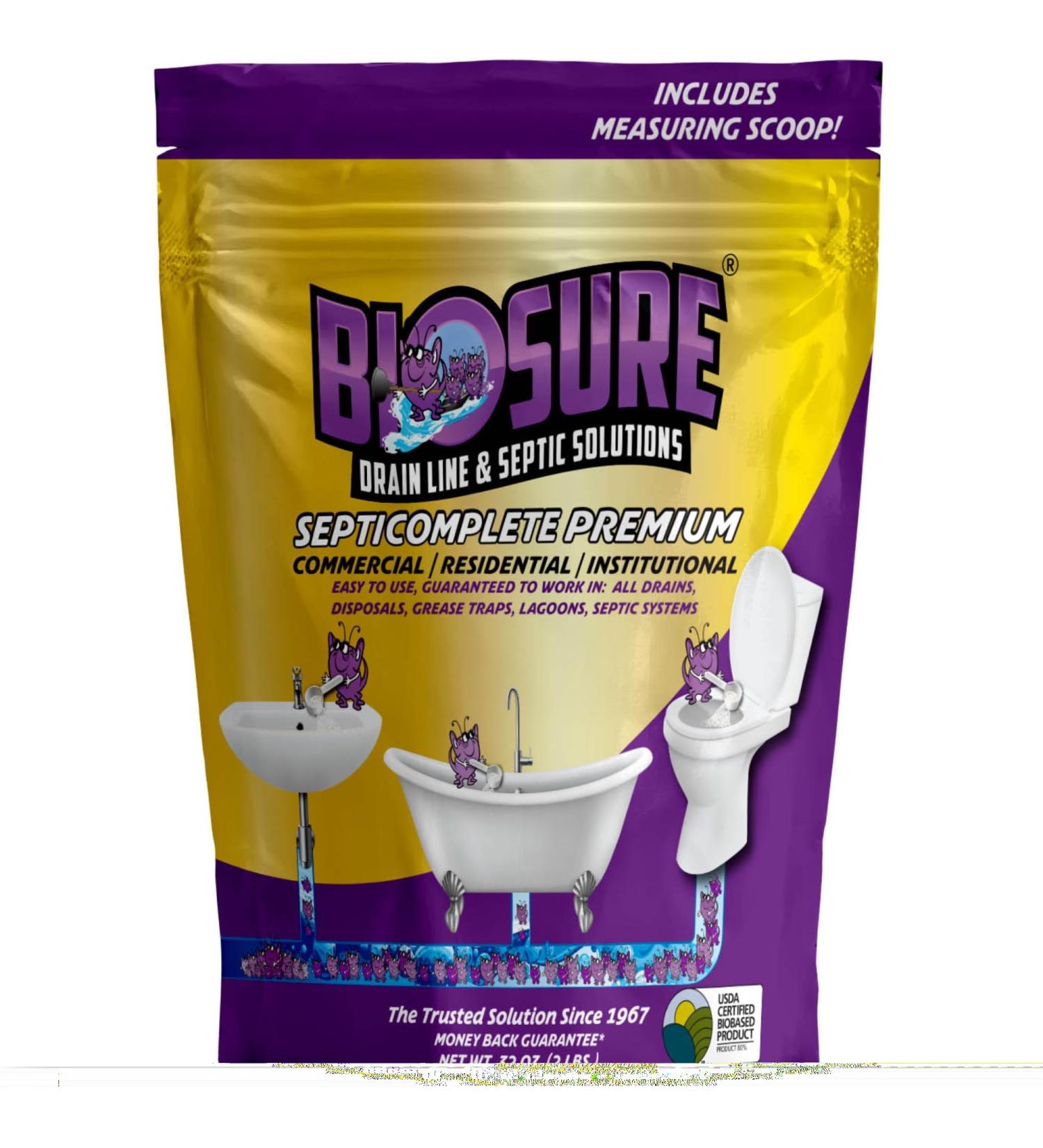 SeptiComplete Premium Powder - 2 lbs Septic Tank Cleaner | Clogged Toilet Solutions & Plastic Tank Care - Buy Online on GoSupps.com